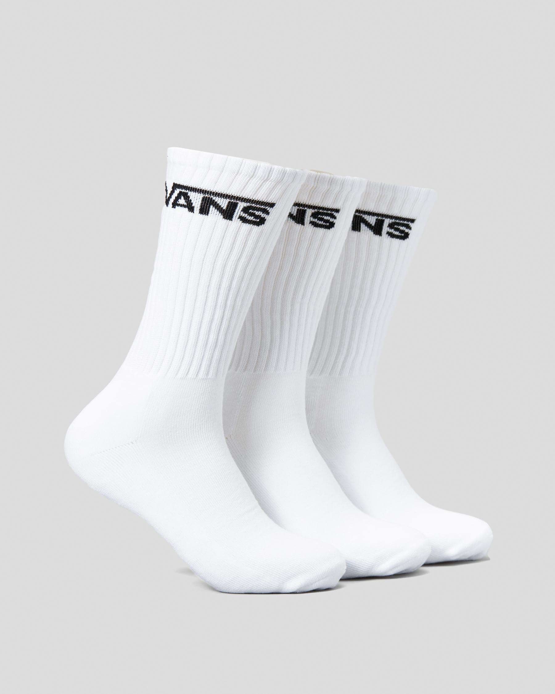 Vans Classic Crew Socks 3 Pack L/XL In White - Fast Shipping & Easy ...