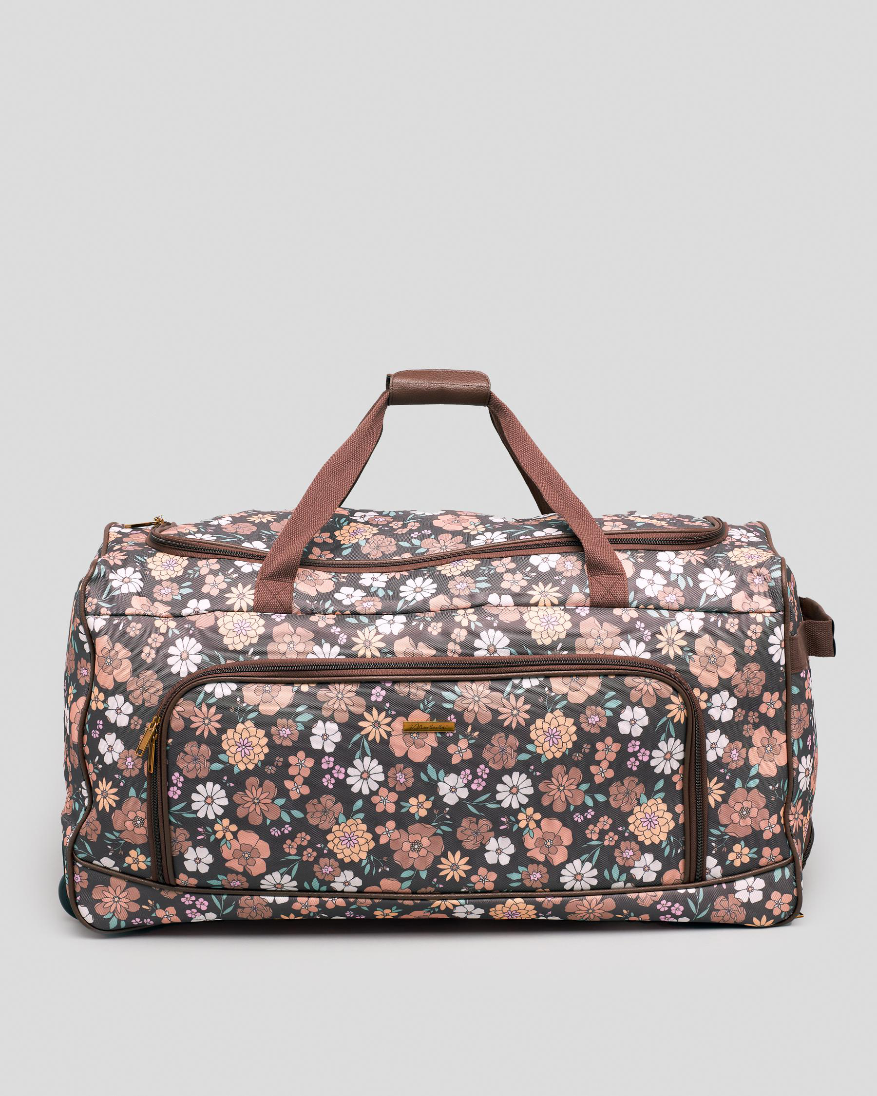 Shop Mooloola Kat Large Wheeled Travel Bag In Chocolate/pink/yellow