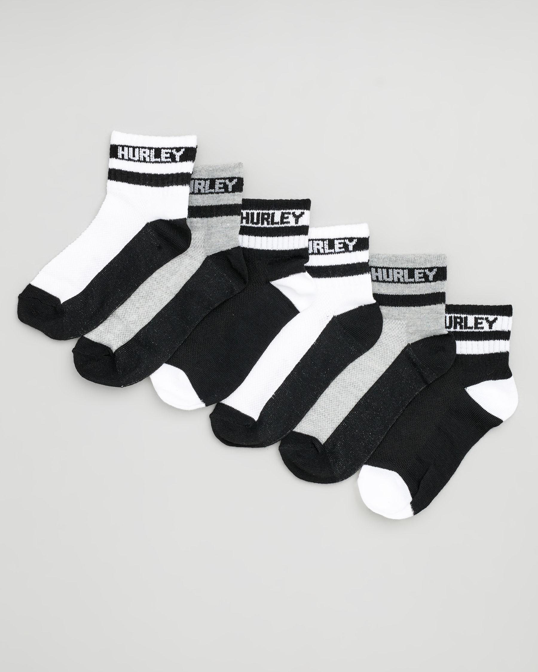 Hurley Boys' Block Party Ankle Socks 6 Pack In Dark Grey Heather - Fast ...
