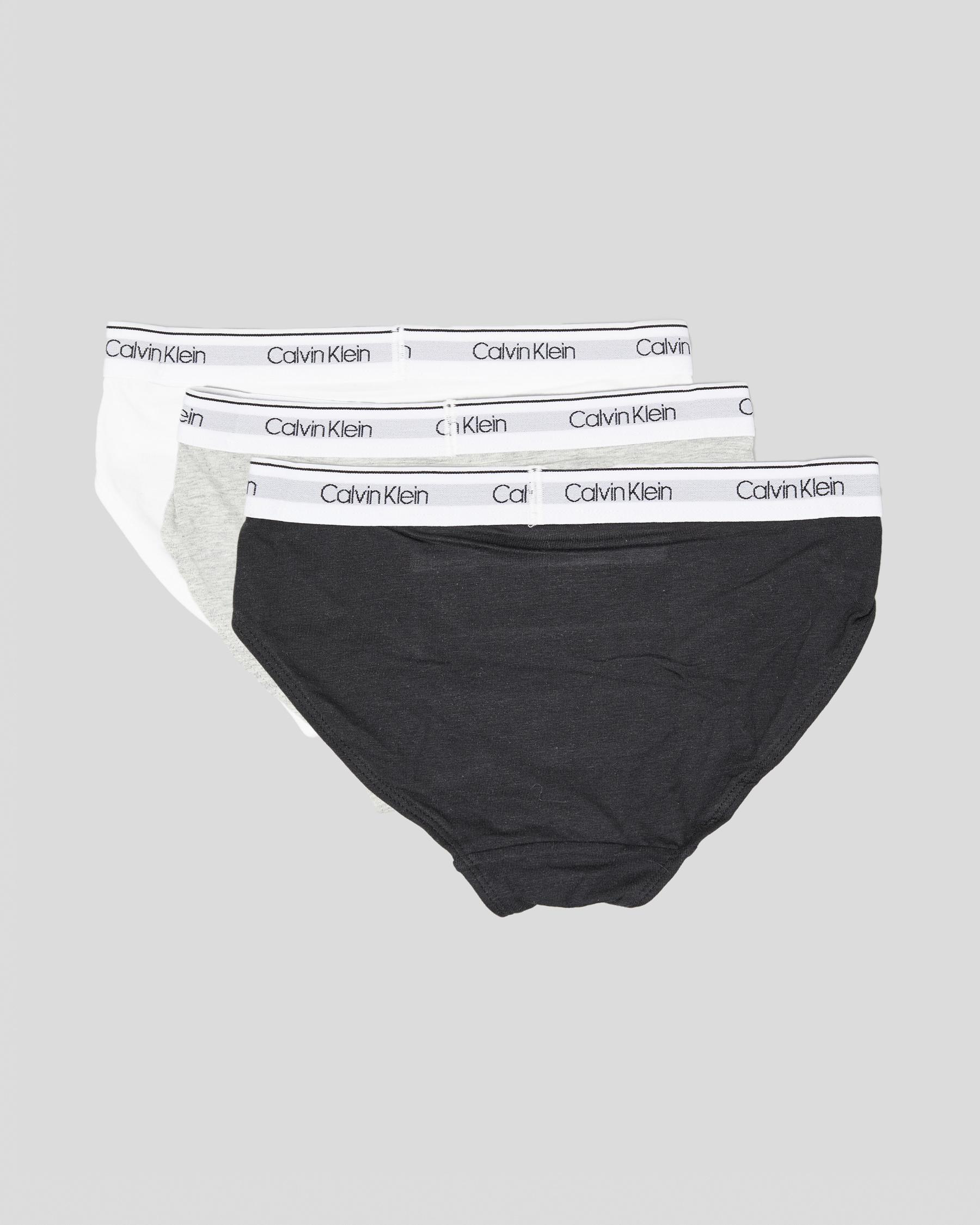 Calvin Klein Girls' Modern Cotton Bikini Pack In Black/white/grey ...