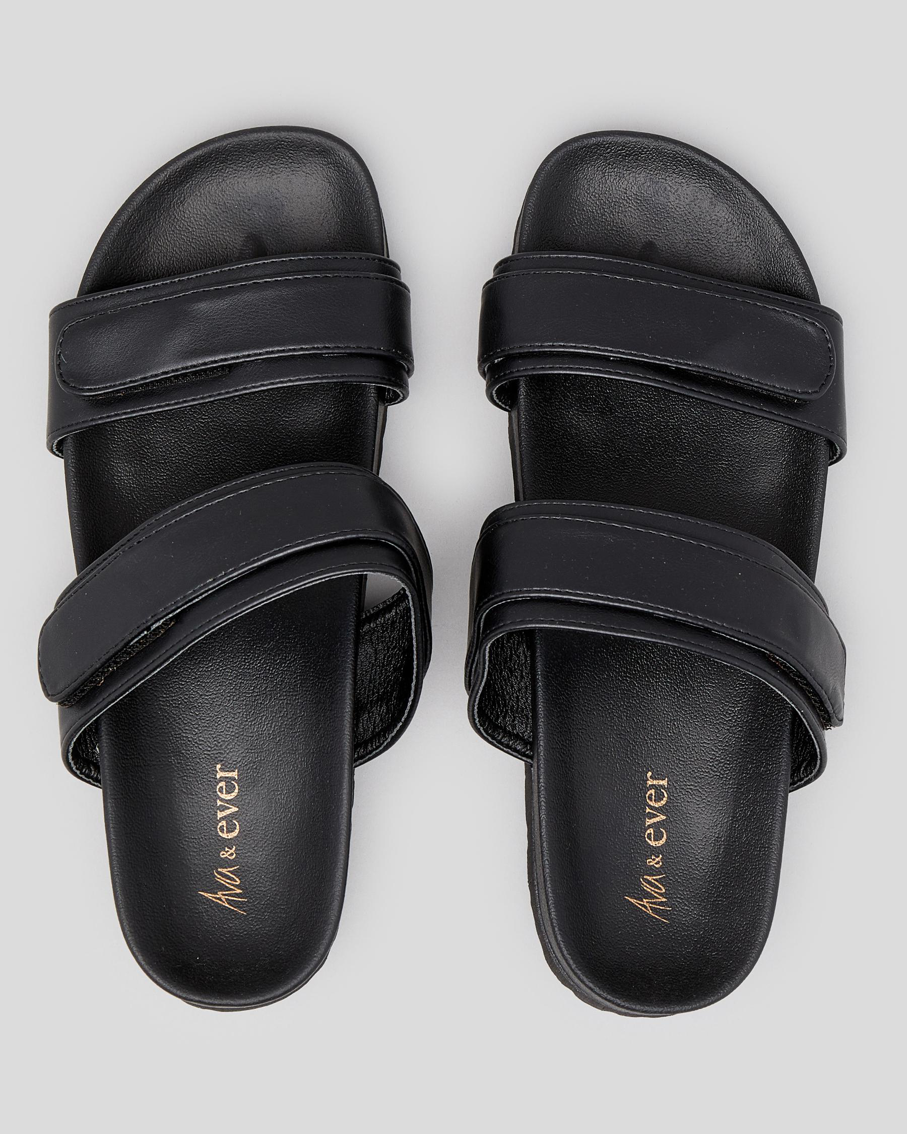 Ava And Ever Rocco Slide Sandals In Black/black - Fast Shipping & Easy ...