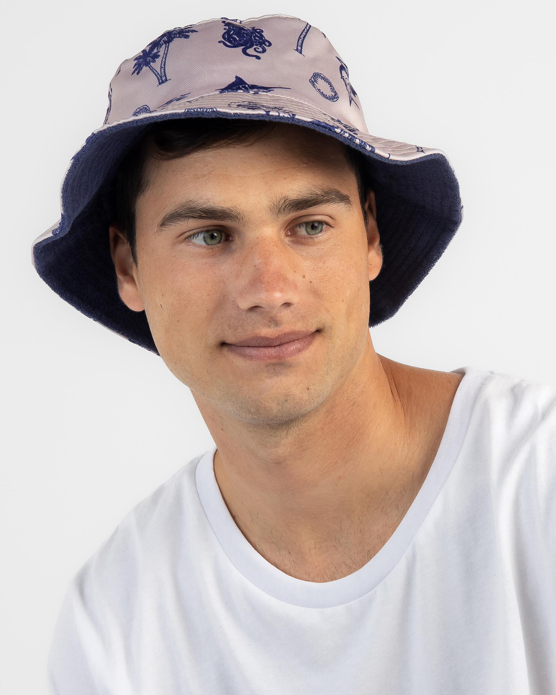 Shop Salty Life Schooner Bucket Hat In Navy/cream Fast Shipping