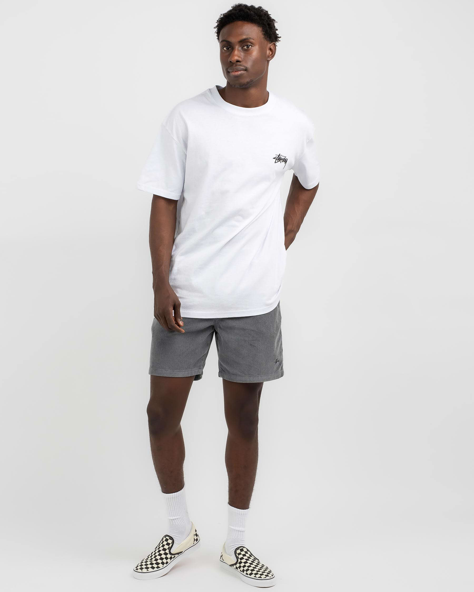 Stussy Wide Wale Cord Beach Shorts In Charcoal - Fast Shipping & Easy ...