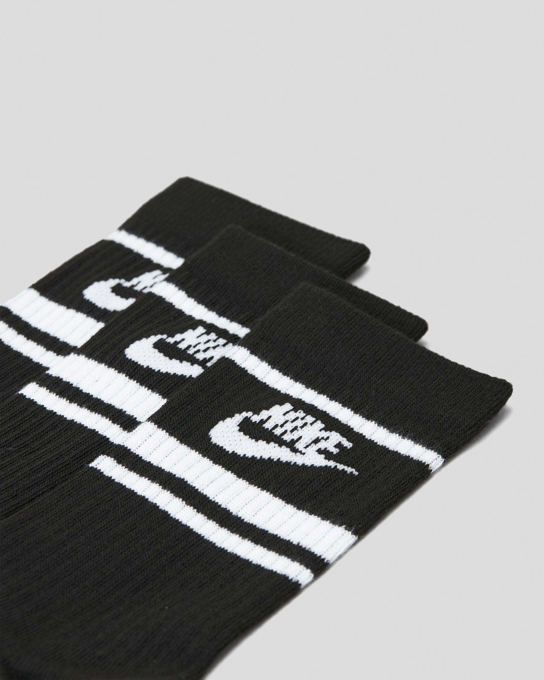 Nike Everyday Essential Crew Socks 3 Pack In Black/white - Fast ...