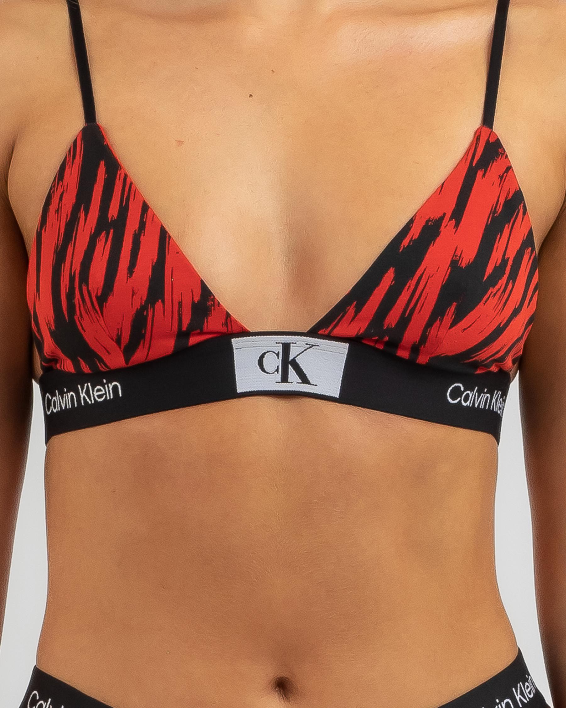 Calvin Klein 1996 Cotton Unlined Triangle Bralette In Tiger Stripe