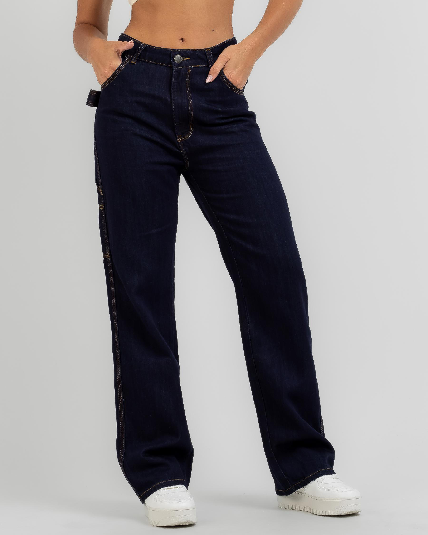 Shop Country Denim Florence Carpenter Jeans In Dark Blue - Fast ...