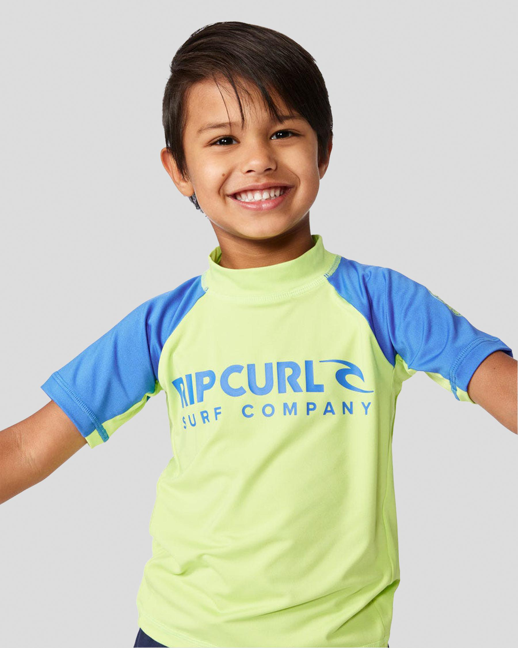 Shop Rip Curl Toddlers' Shock Short Sleeve Rash Vest In Blue / Green