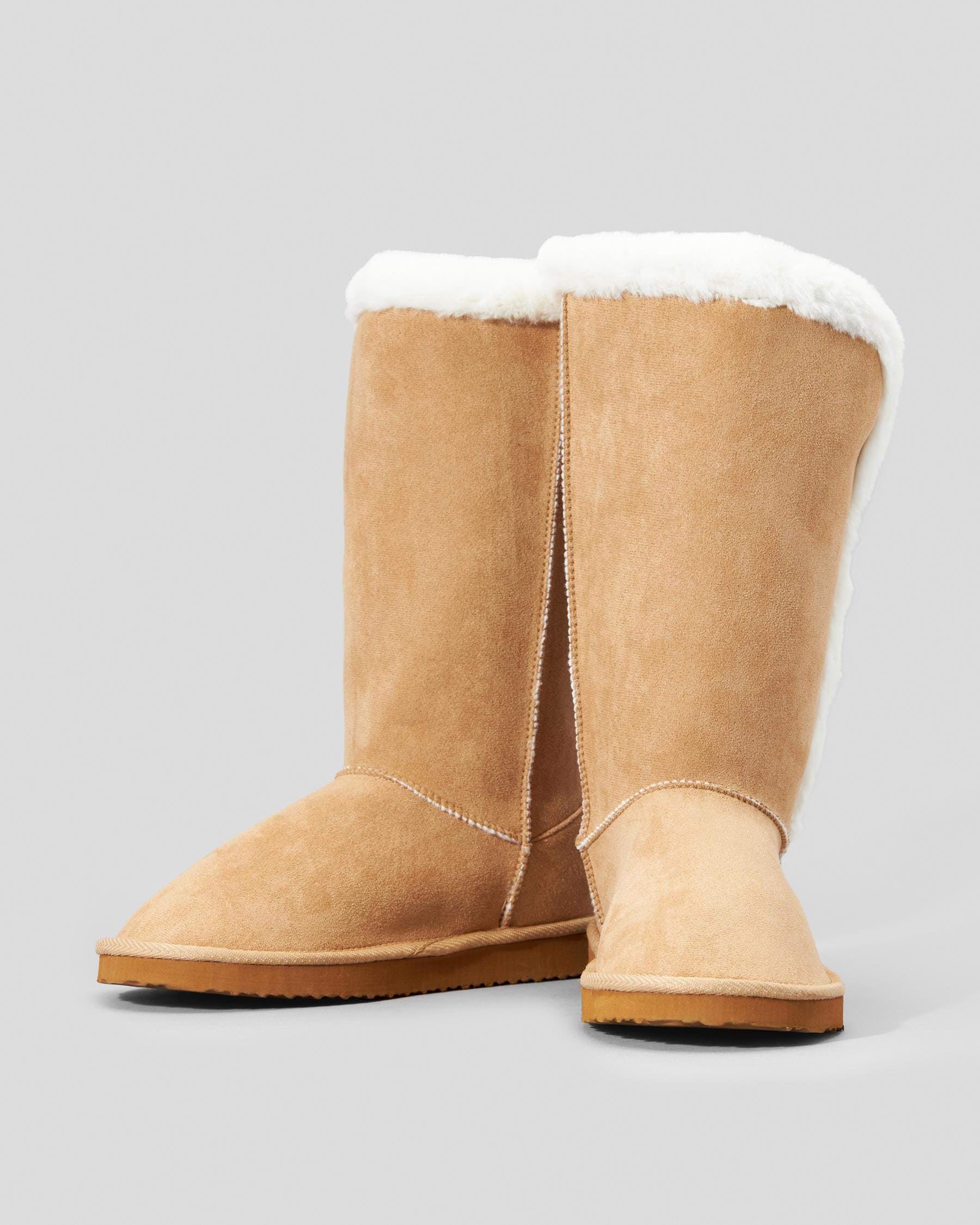 Shop Mooloola Valentina Slipper Boots In Biscuit/cream - Fast Shipping ...