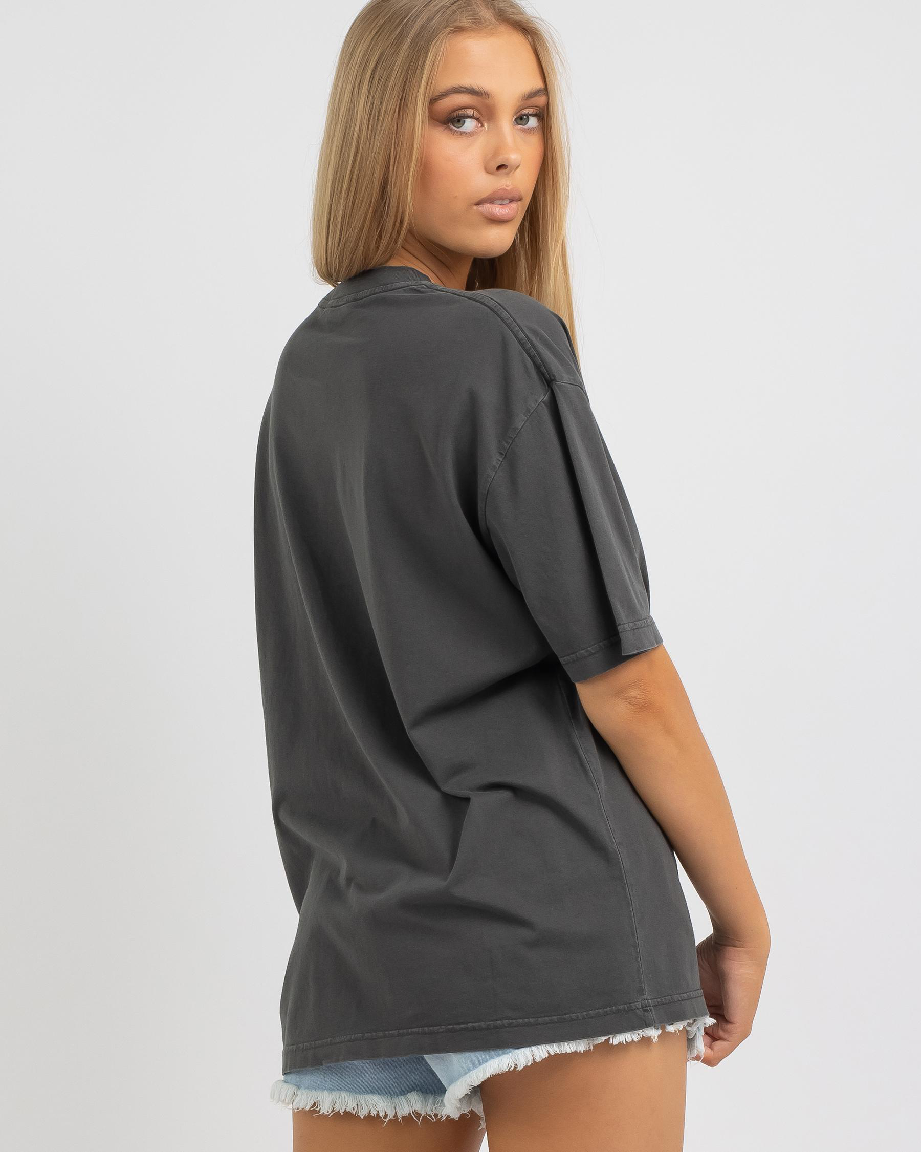 Rusty Pleasure Seekers Boyfriend Fit TShirt In Charcoal Fast