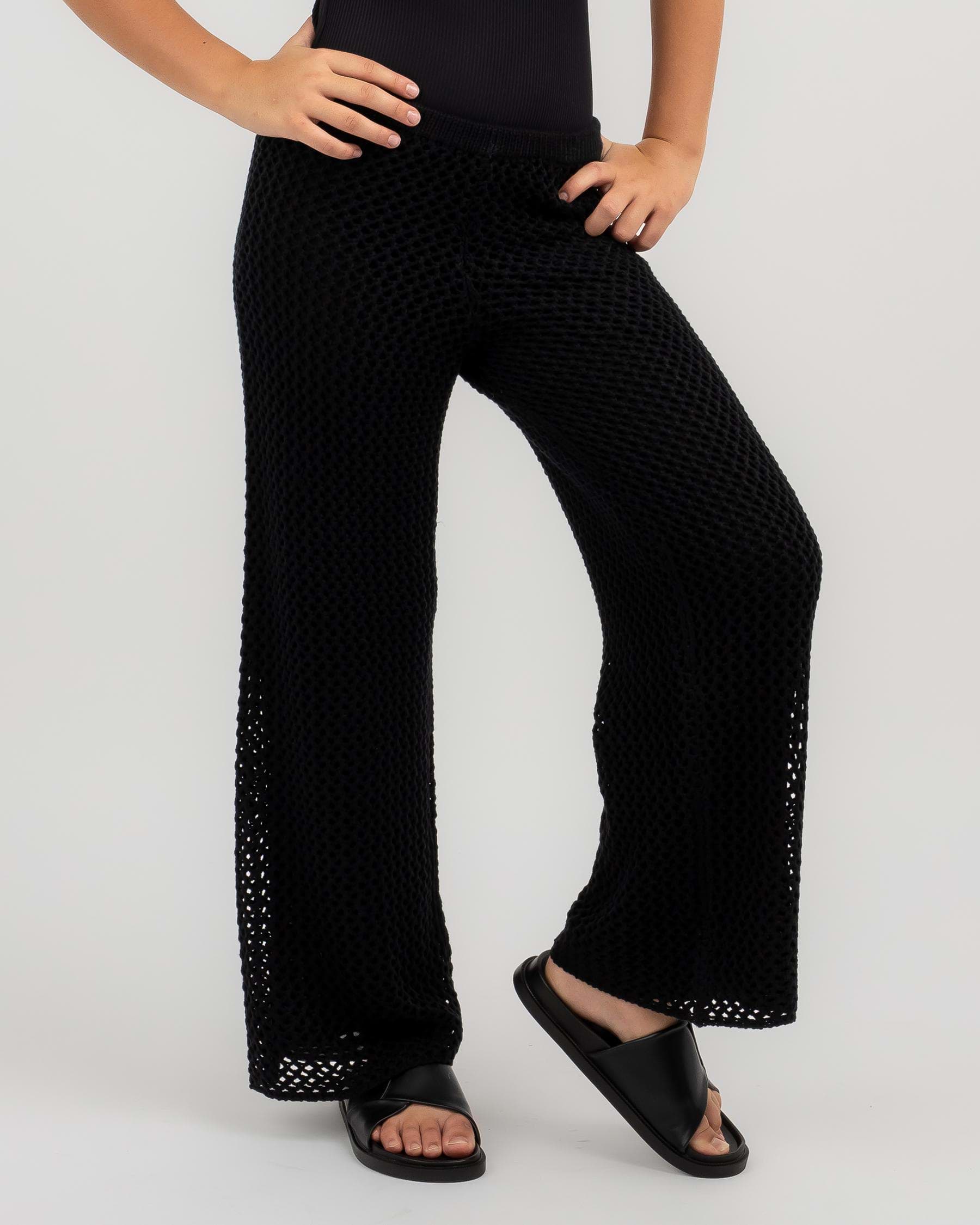 Shop Ava And Ever Girls' Tasmin Crochet Lounge Pants In Black - Fast ...
