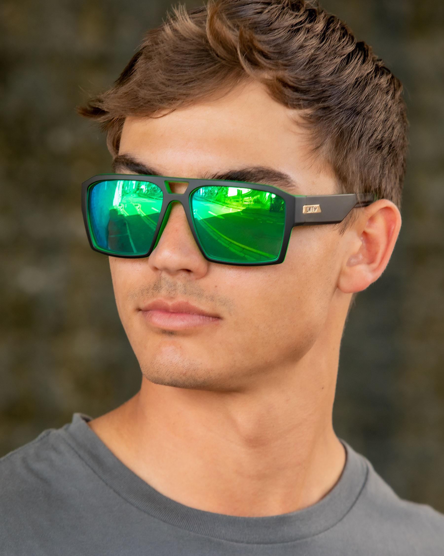 Shop Unit Vault Polarized Sunglasses In Matte Black/green Fast Shipping & Easy Returns City