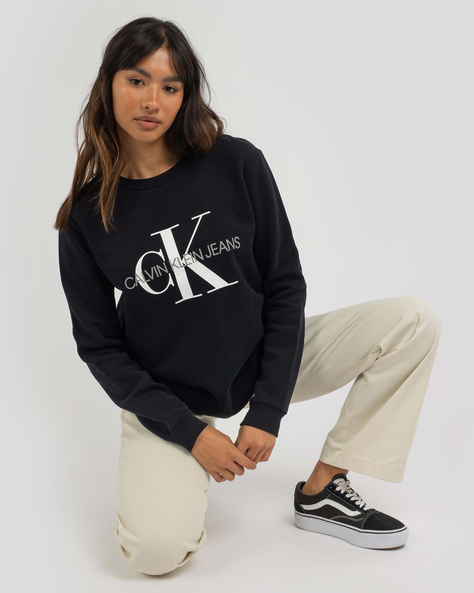 Shop Calvin Klein Monogram Logo Sweatshirt In Ck Black - Fast Shipping ...