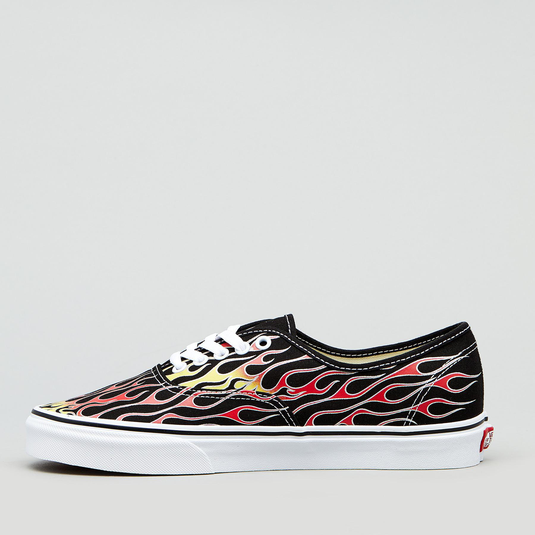 Shop Vans Authentic Flame Shoes In Flames Black/true White - Fast
