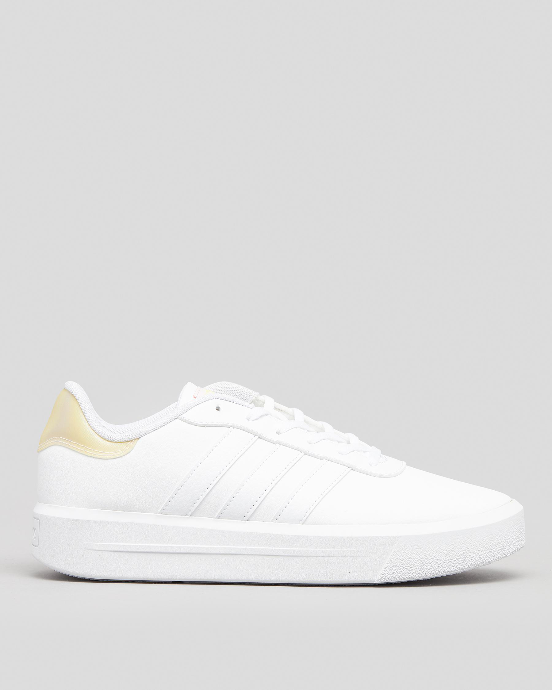 Shop adidas Womens Court Platform Shoes In White/white/almond Pink