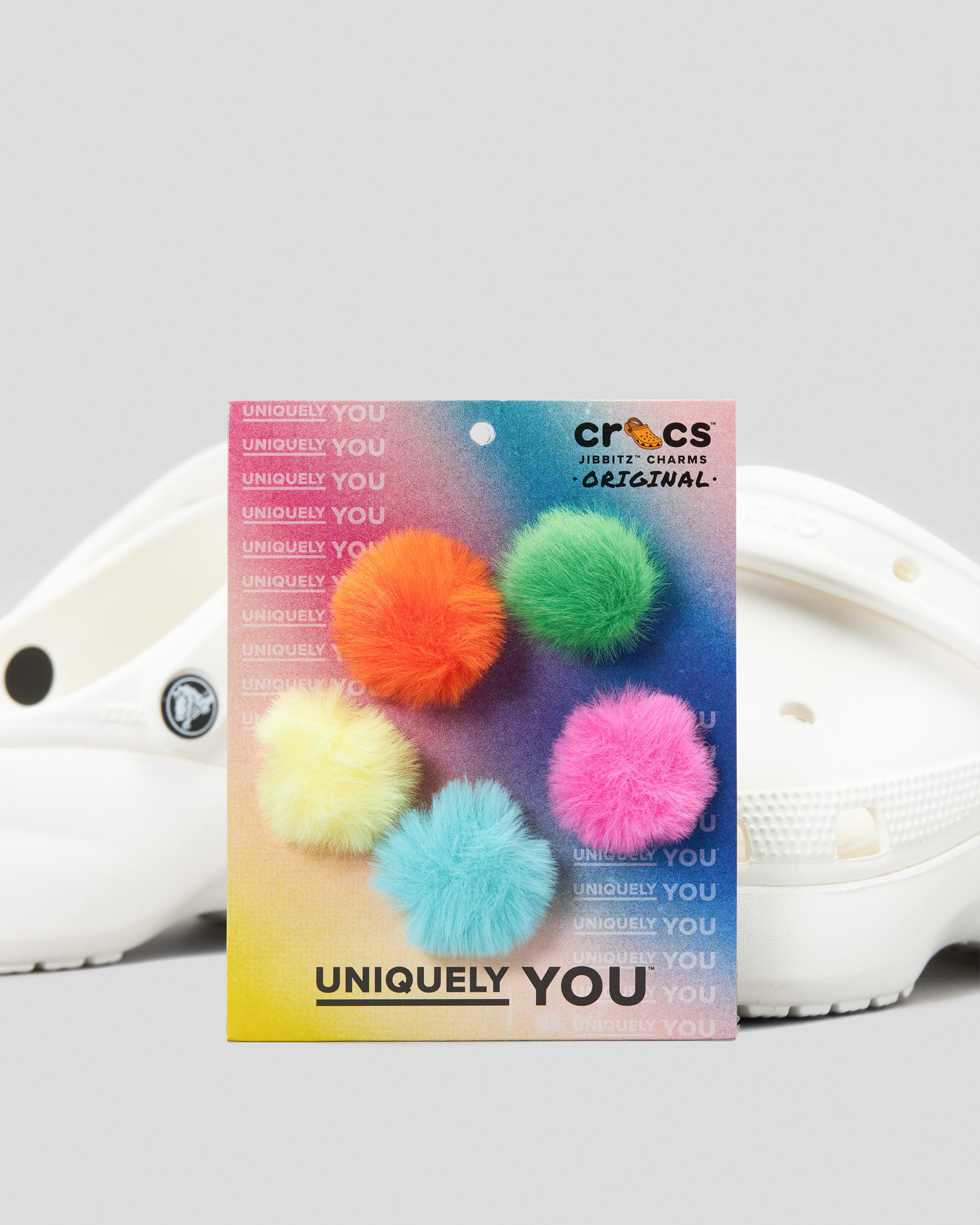Shop Crocs 80's Neon Puff Ball Jibbitz 5 Pack In Multi Fast Shipping