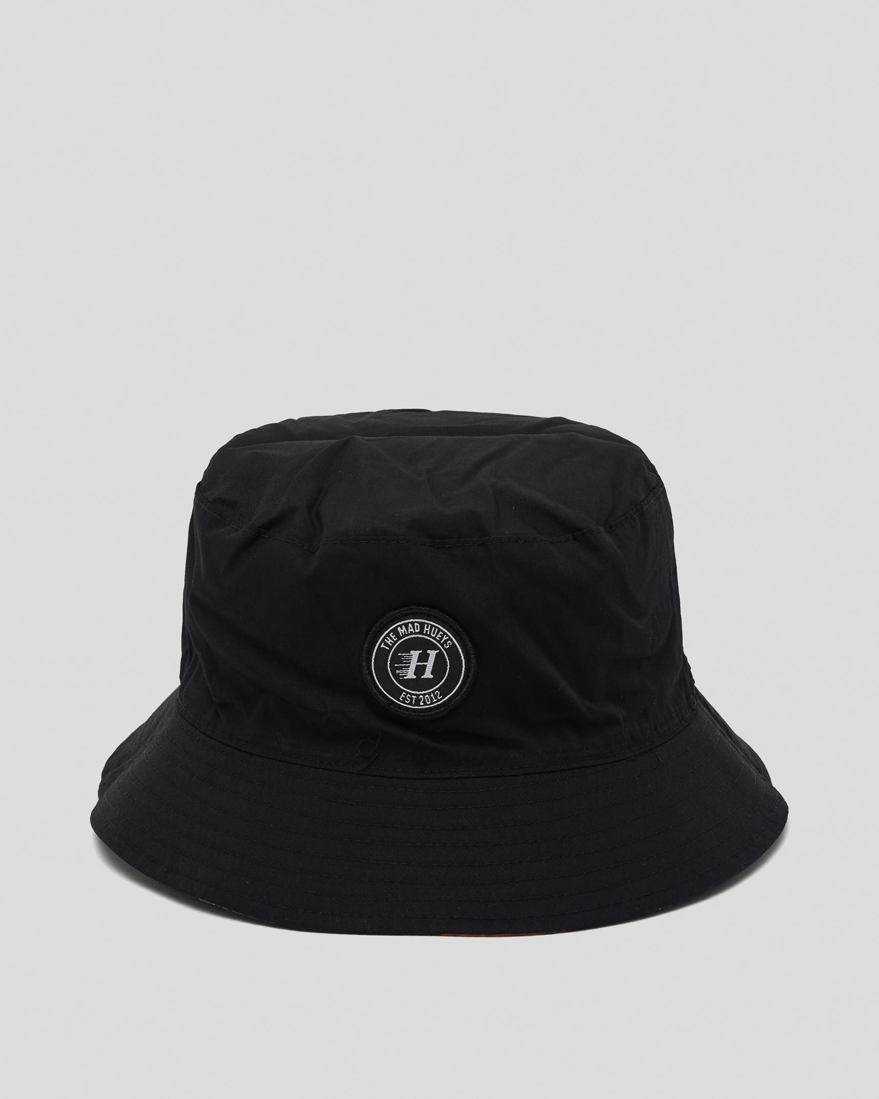 The Mad Hueys Loose In Paradise Reversible Bucket Hat In Black FREE