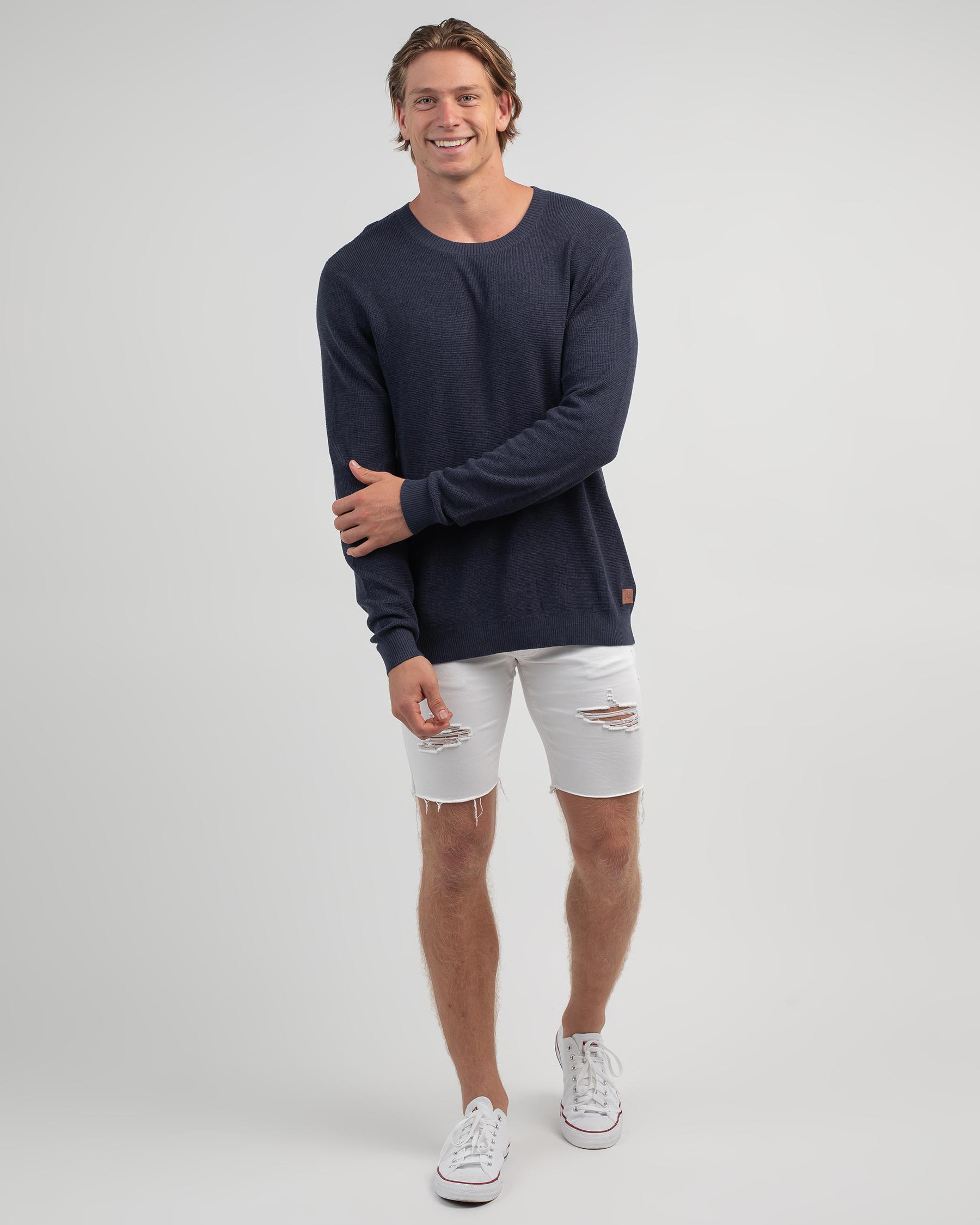 Shop Rusty Cradle Lightweight Crew Knit Sweatshirt In Navy Blue - Fast ...