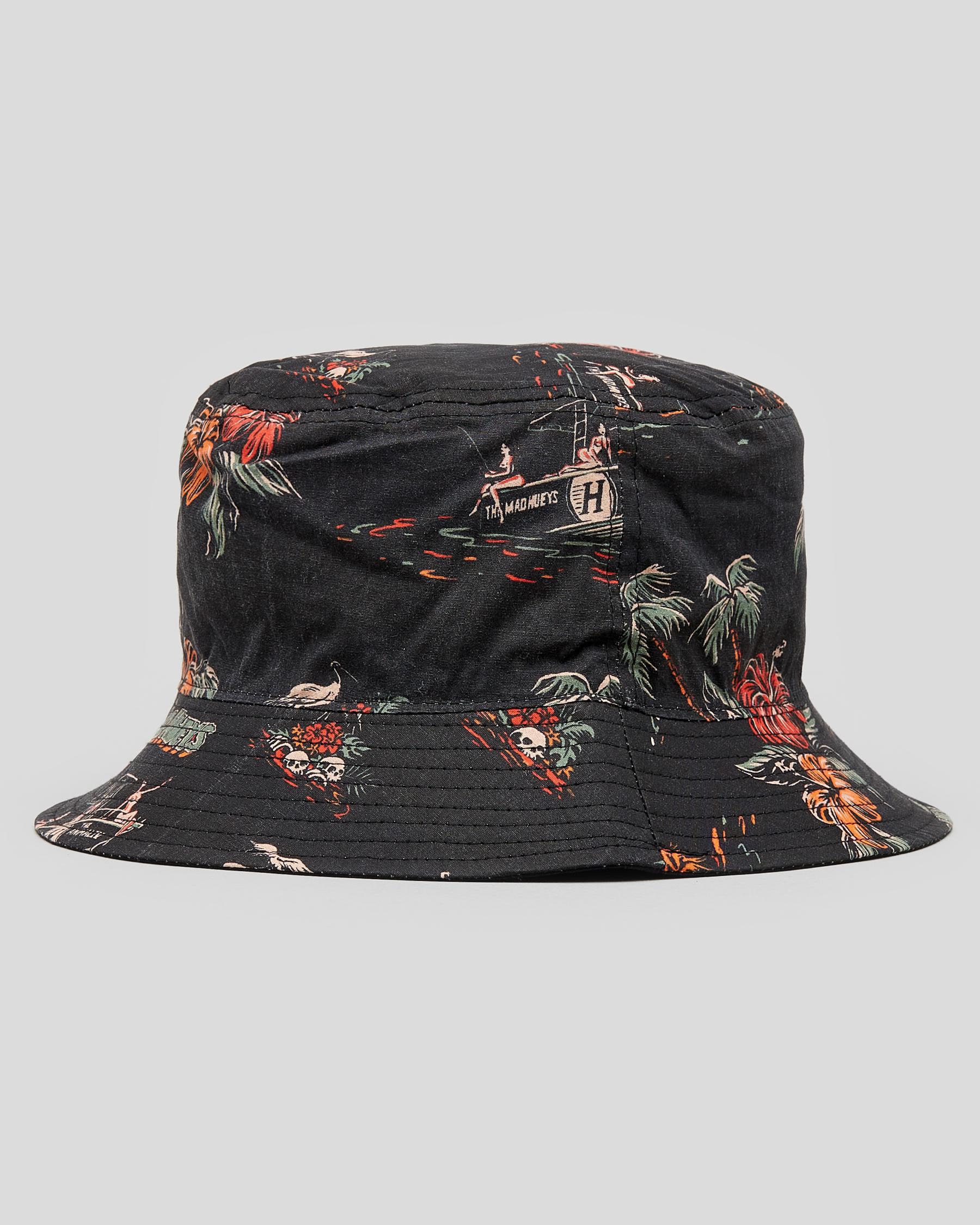 The Mad Hueys Dirty Vacation Reversible Bucket Hat In Black/black ...