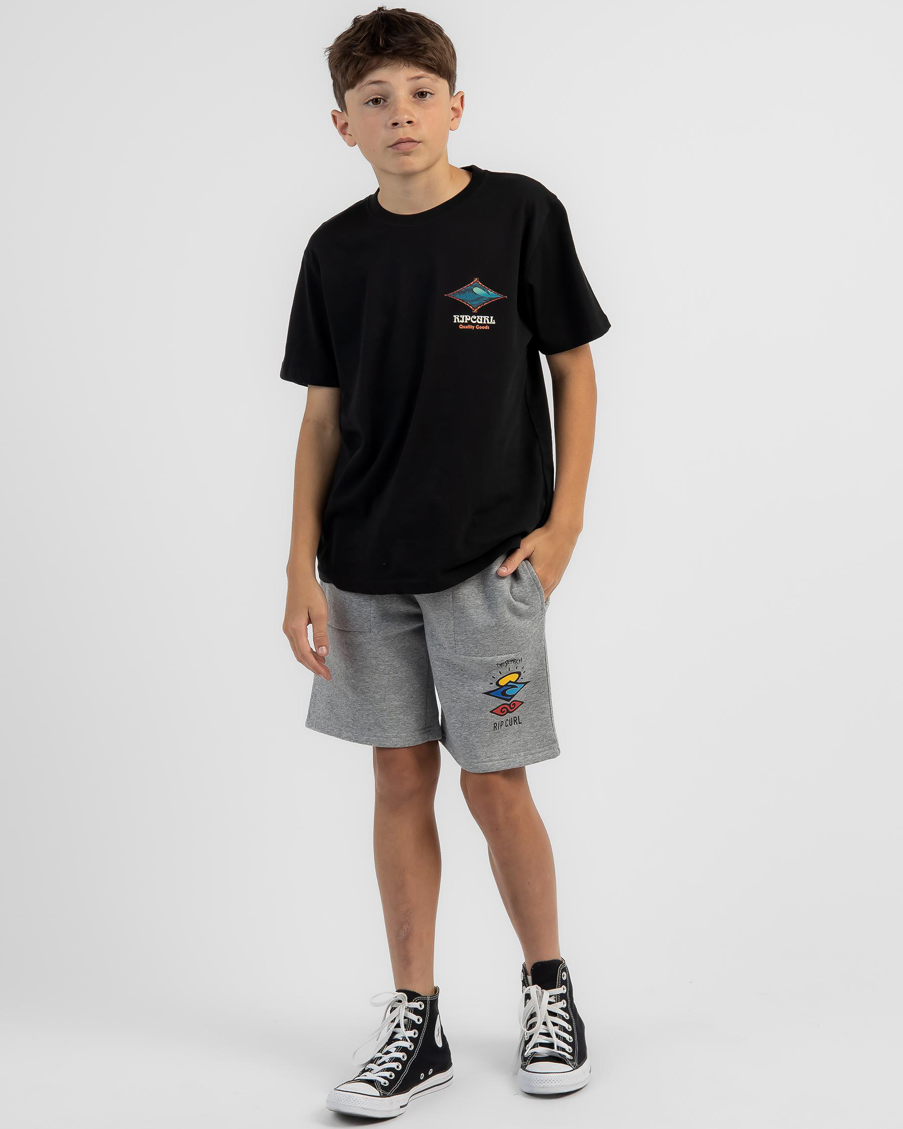 Rip Curl Boys' Search Icon Fleece Shorts In Grey Marle - Fast Shipping ...