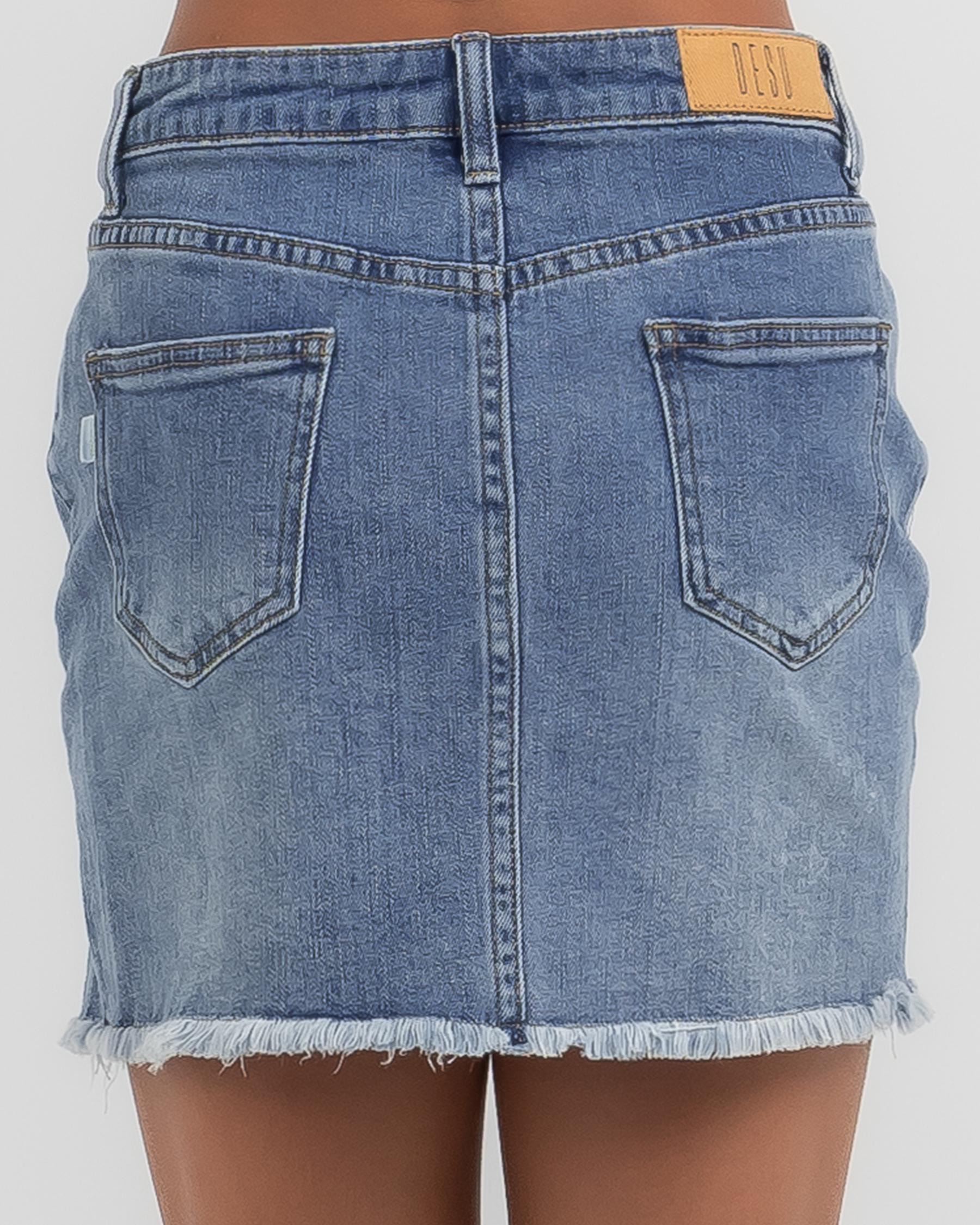 Shop DESU Girls' Eliza Ripped Skirt In Mid Blue - Fast Shipping & Easy ...