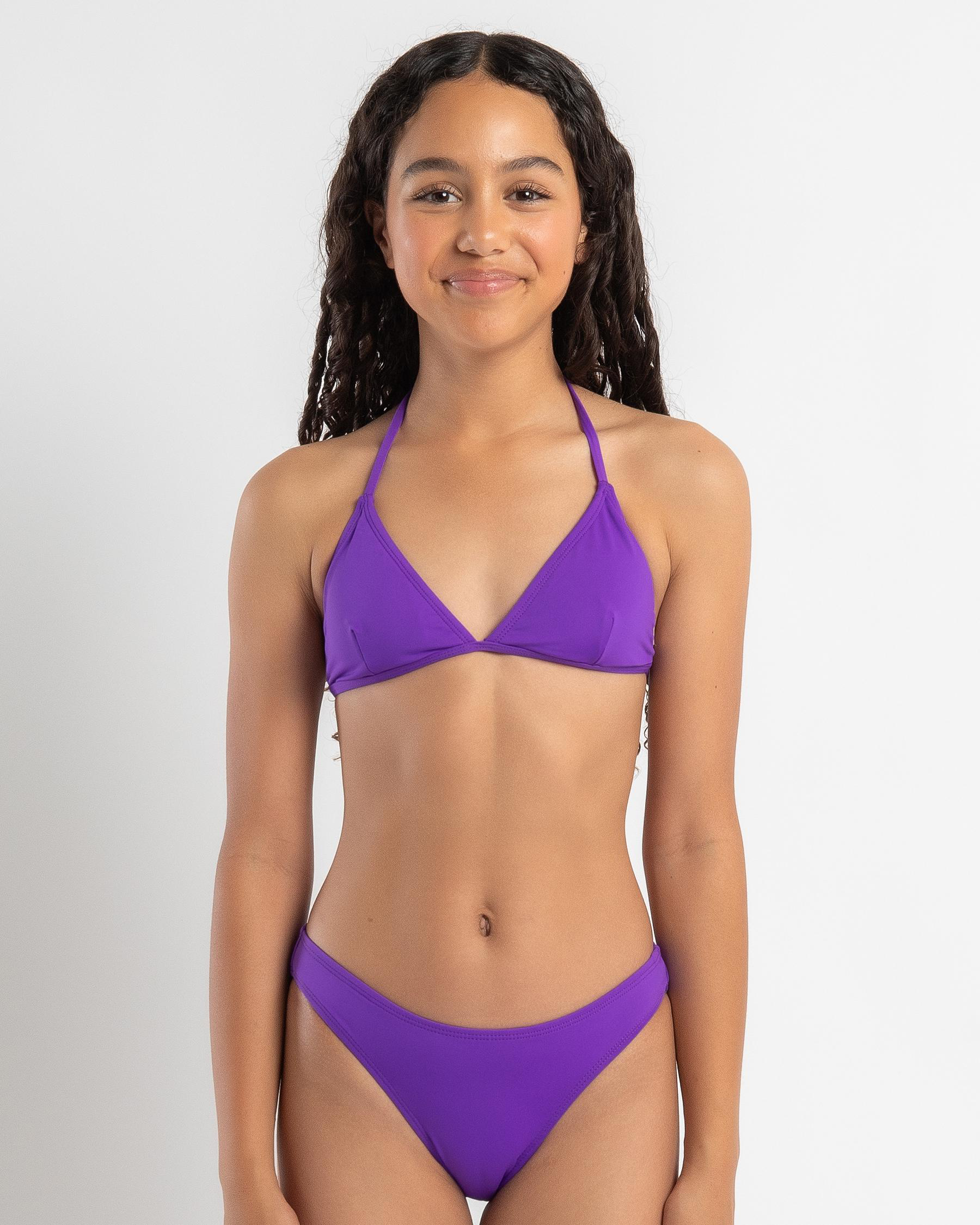 Topanga Girls' Coco Fixed Triangle Bikini Set In Amethyst - FREE