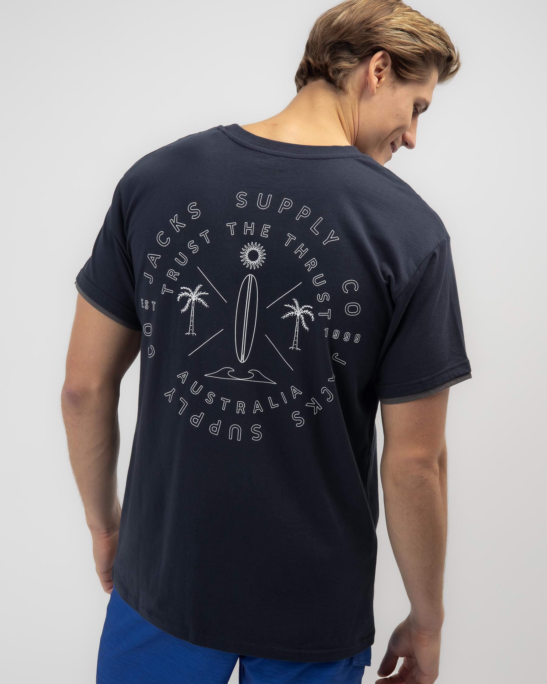 Shop Jacks Summer Vibe T-Shirt In Overdye Navy - Fast Shipping & Easy ...