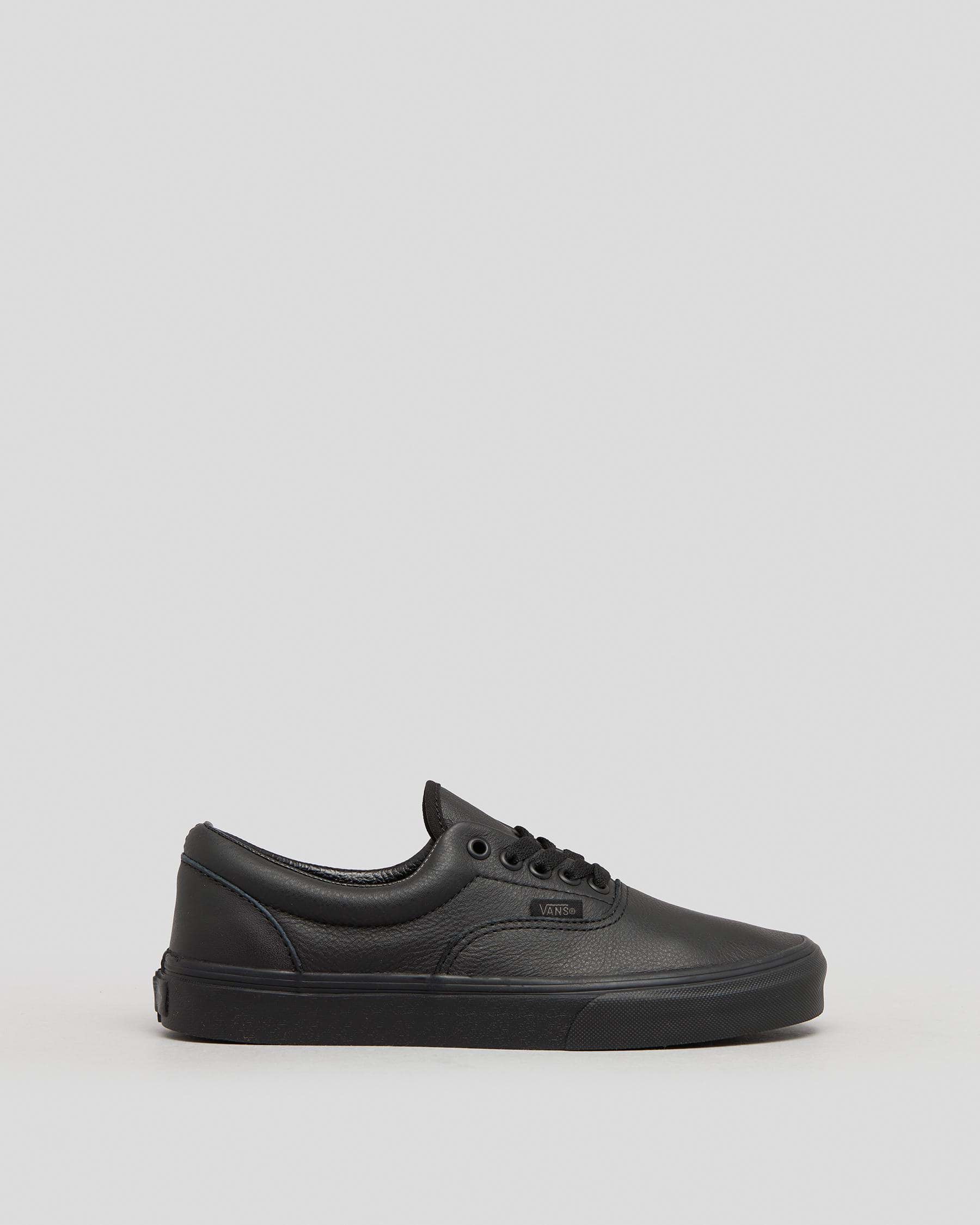 Vans Womens Era Leather Shoes In Black Mono - Fast Shipping & Easy ...