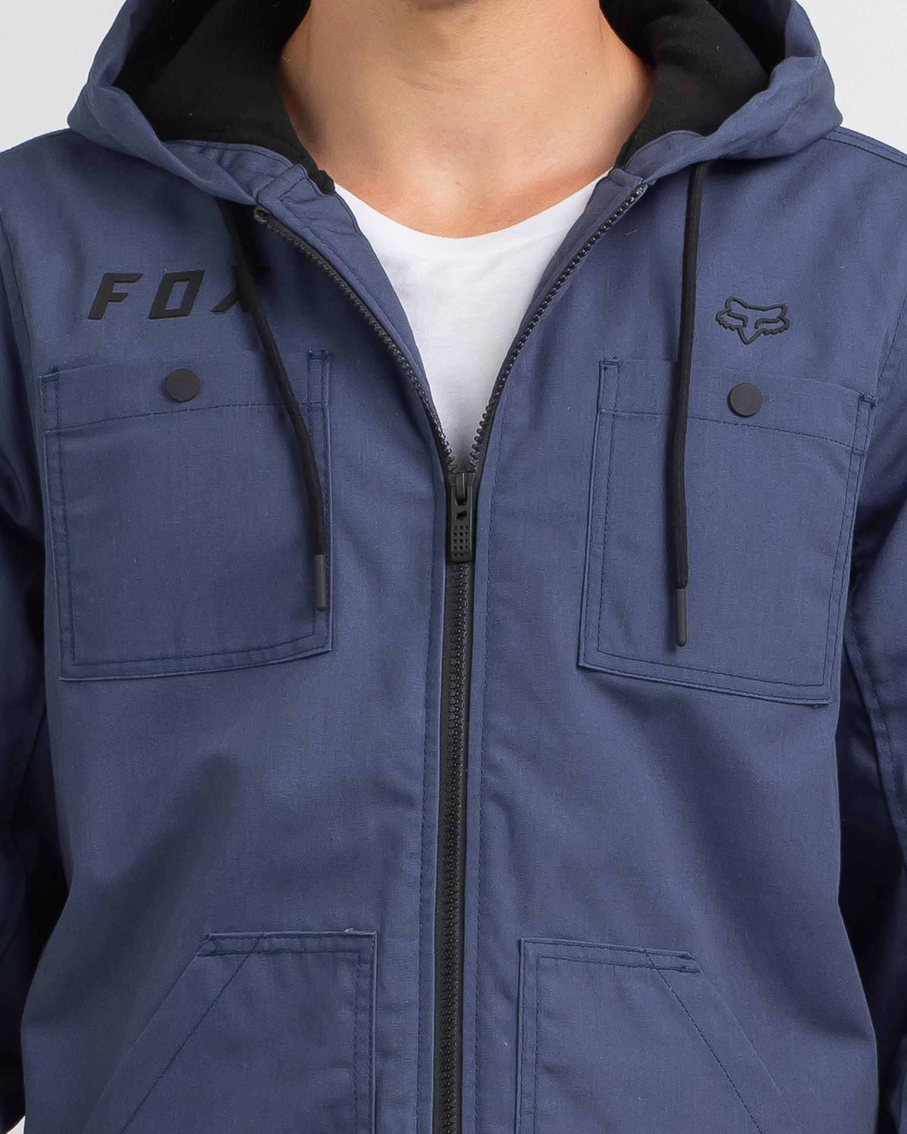 Shop Fox Mercer Hooded Jacket In Dark Indigo Fast Shipping & Easy