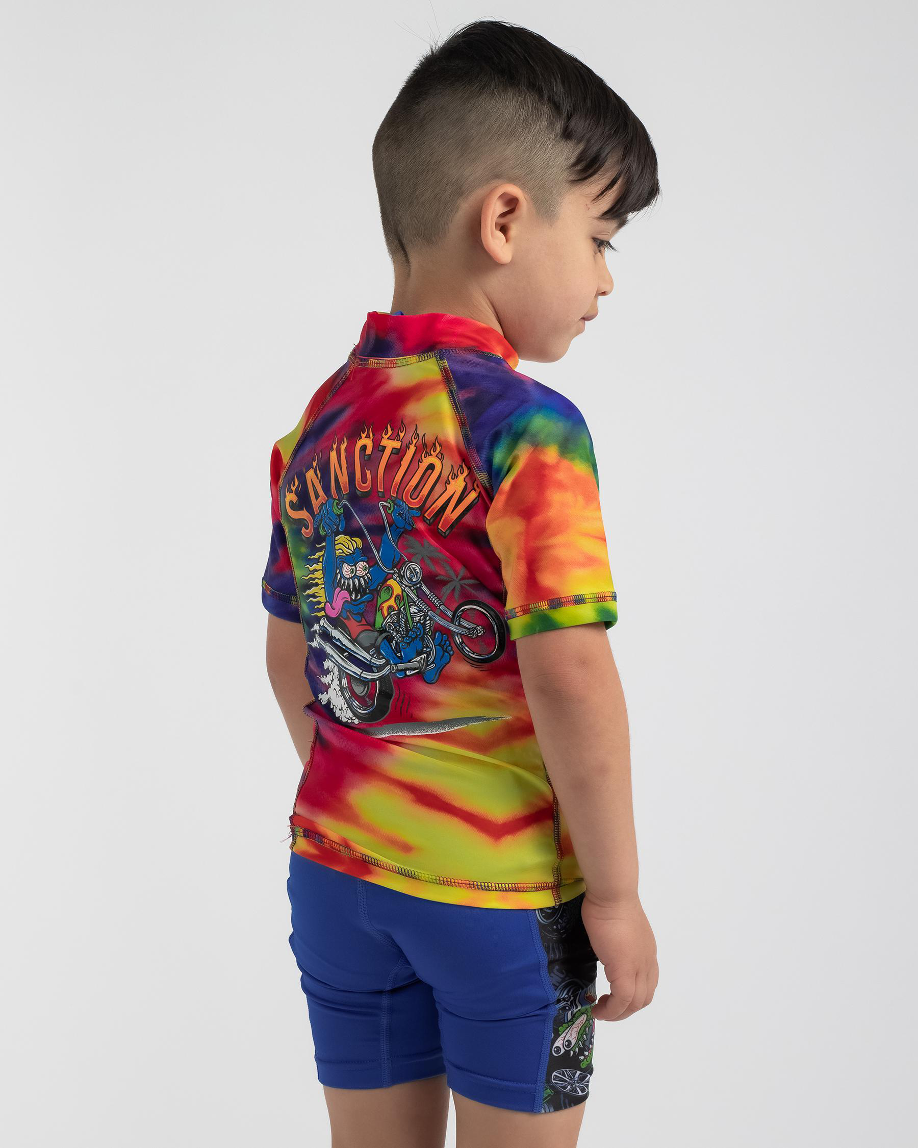 Sanction Toddlers' Wild Child Short Sleeve Wetshirt In Bright Tie Dye