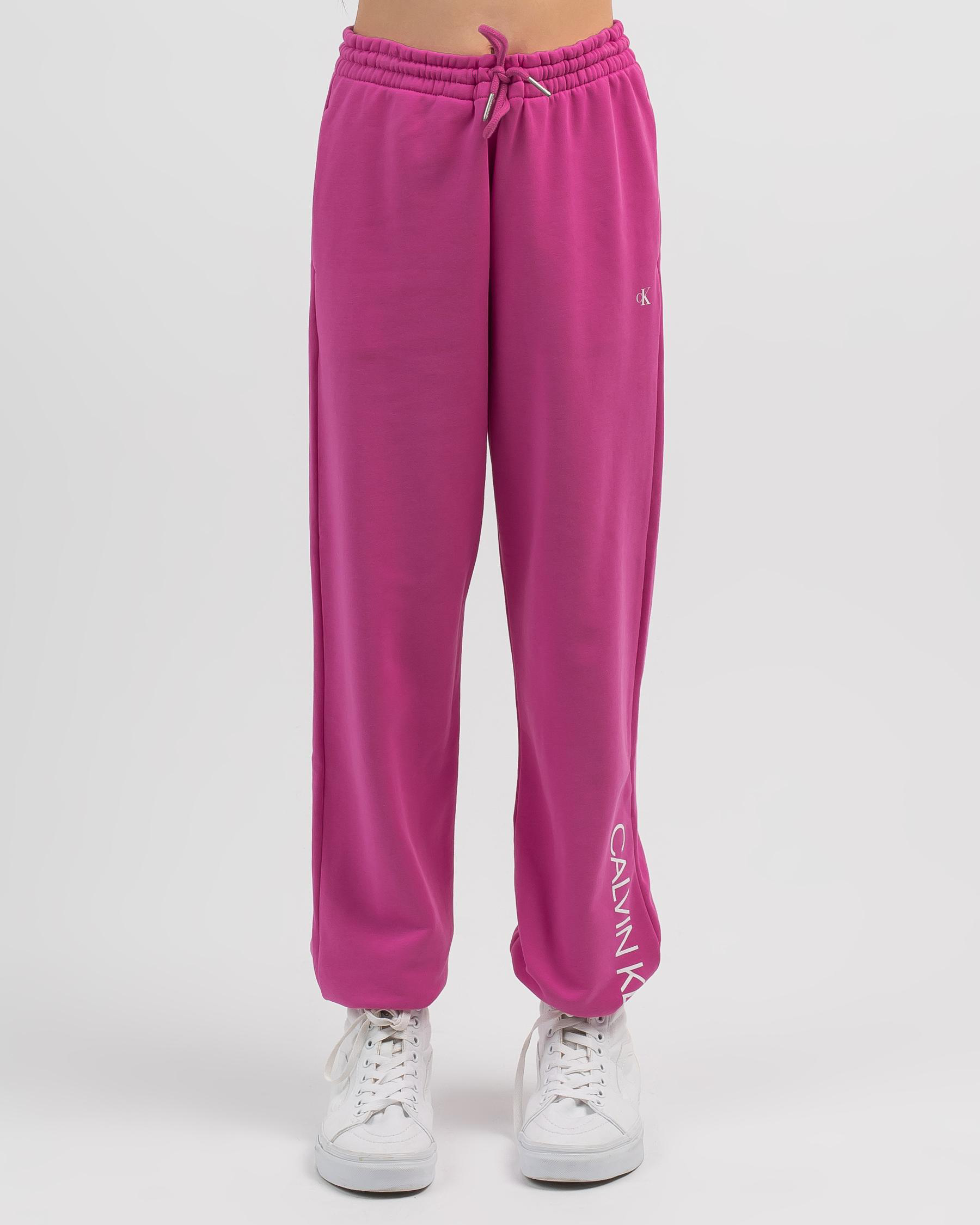 Shop Calvin Klein Girls' Institutional Track Pants In Lucky Pink - Fast ...