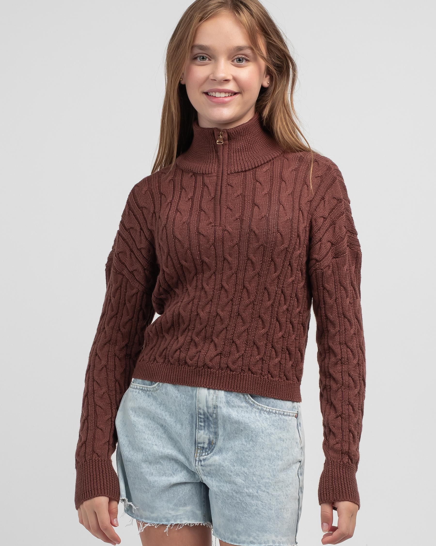 Mooloola Girls' Hamptons Knit Jumper In Chocolate - Fast Shipping ...