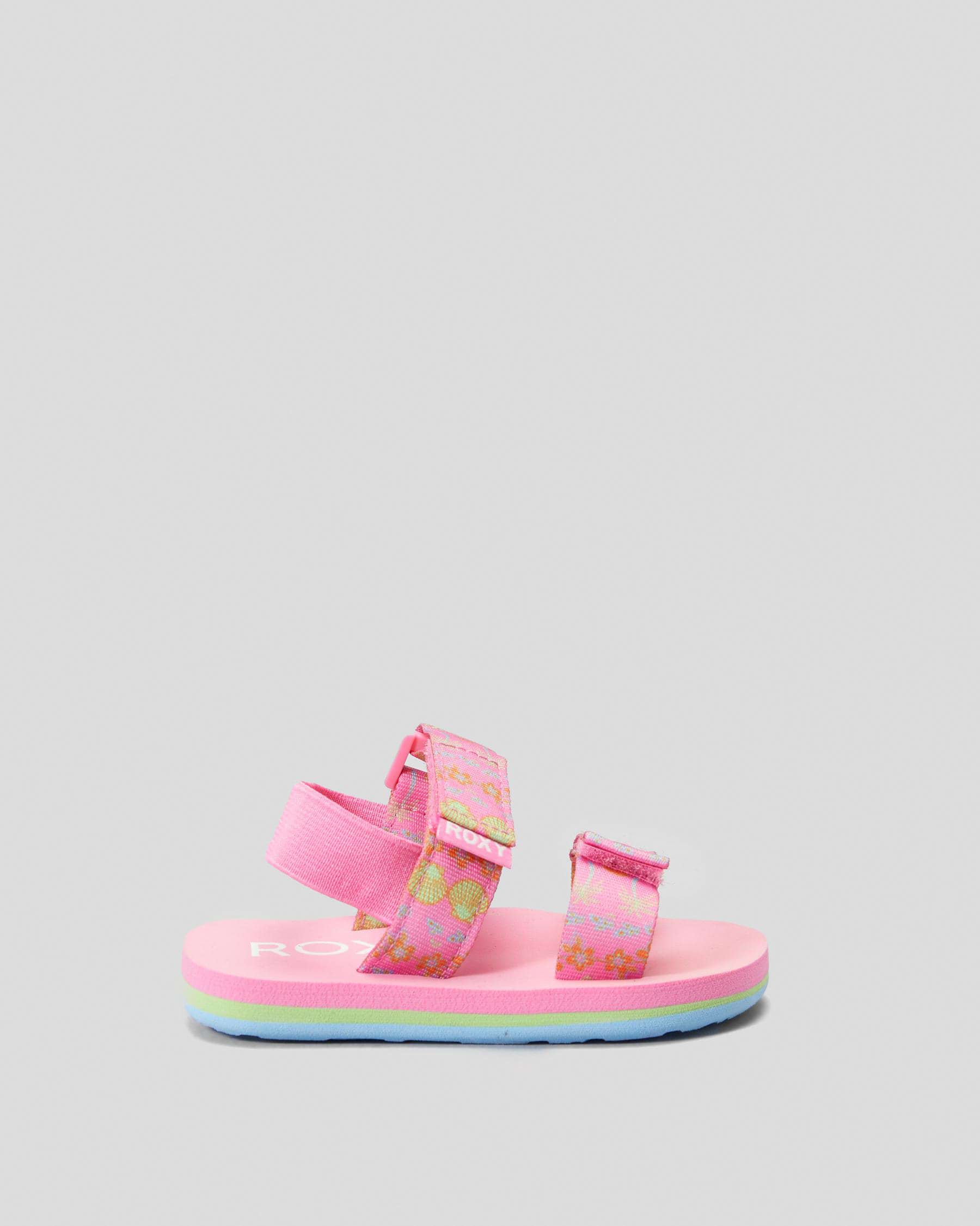 Roxy Toddlers' Roxy Cage Sandals In Crazy Pink/soft Lime - Fast ...