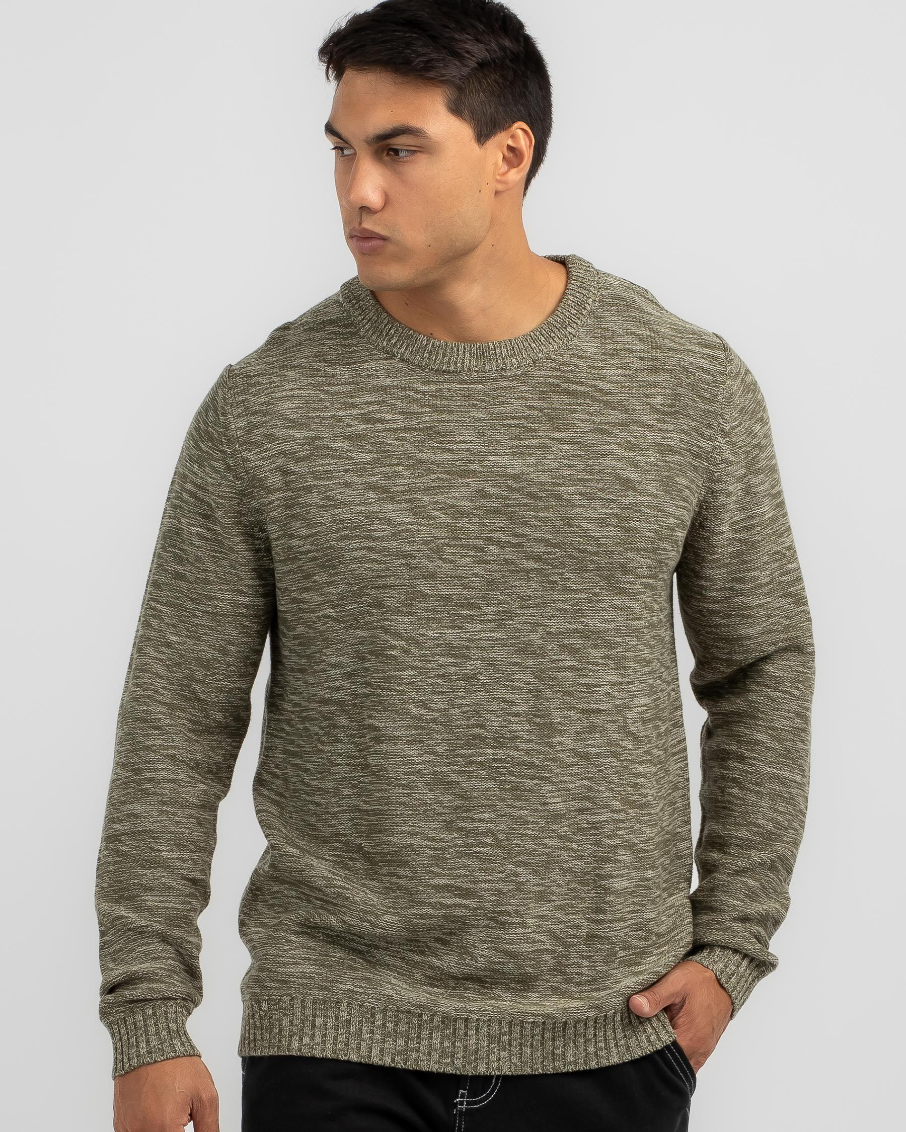 Shop Rusty Skyliner Crew Knit Sweatshirt In Army Green - Fast Shipping ... image.