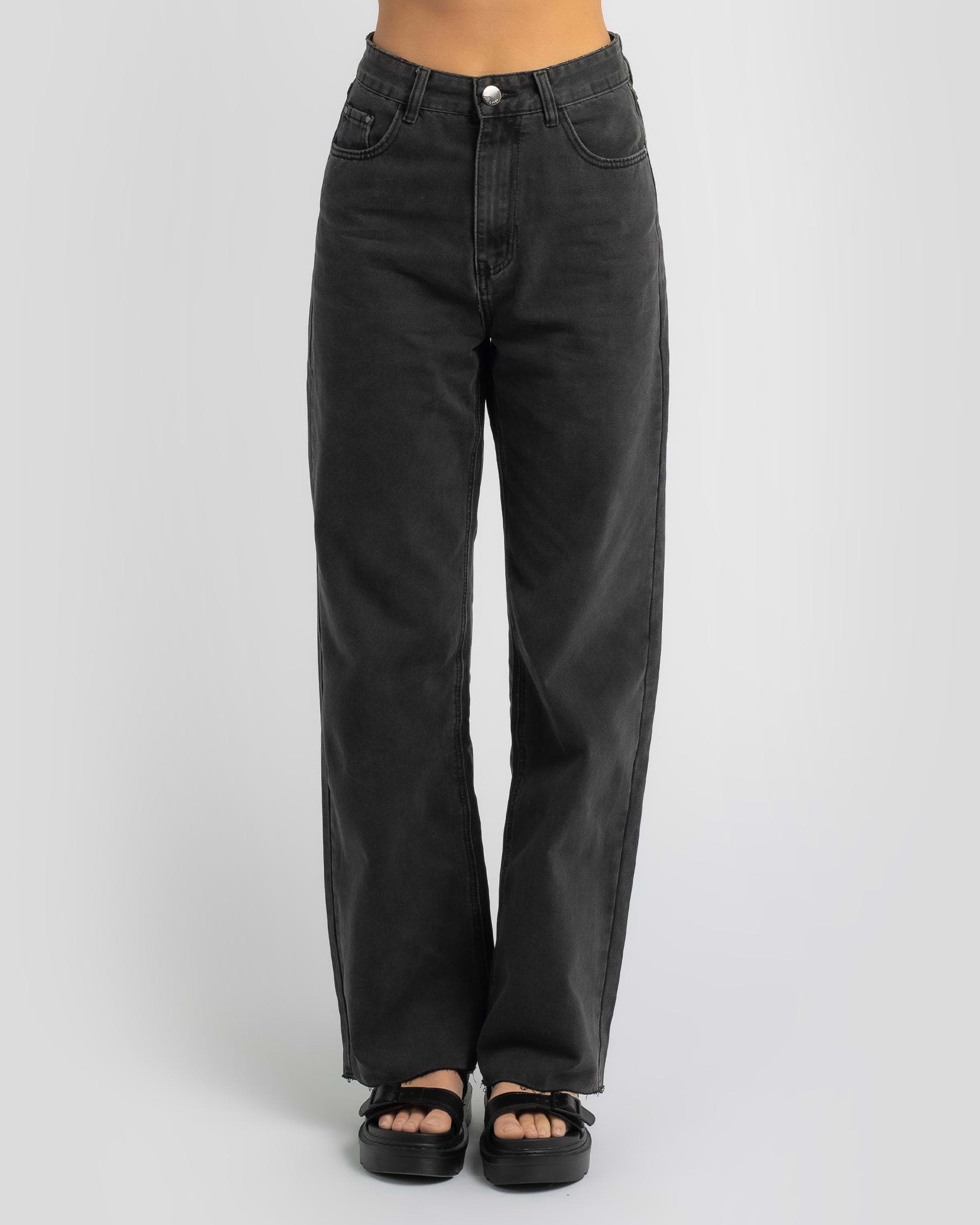 Ava And Ever Robbie Loose Wide Leg Jeans In Washed Black | City Beach ...