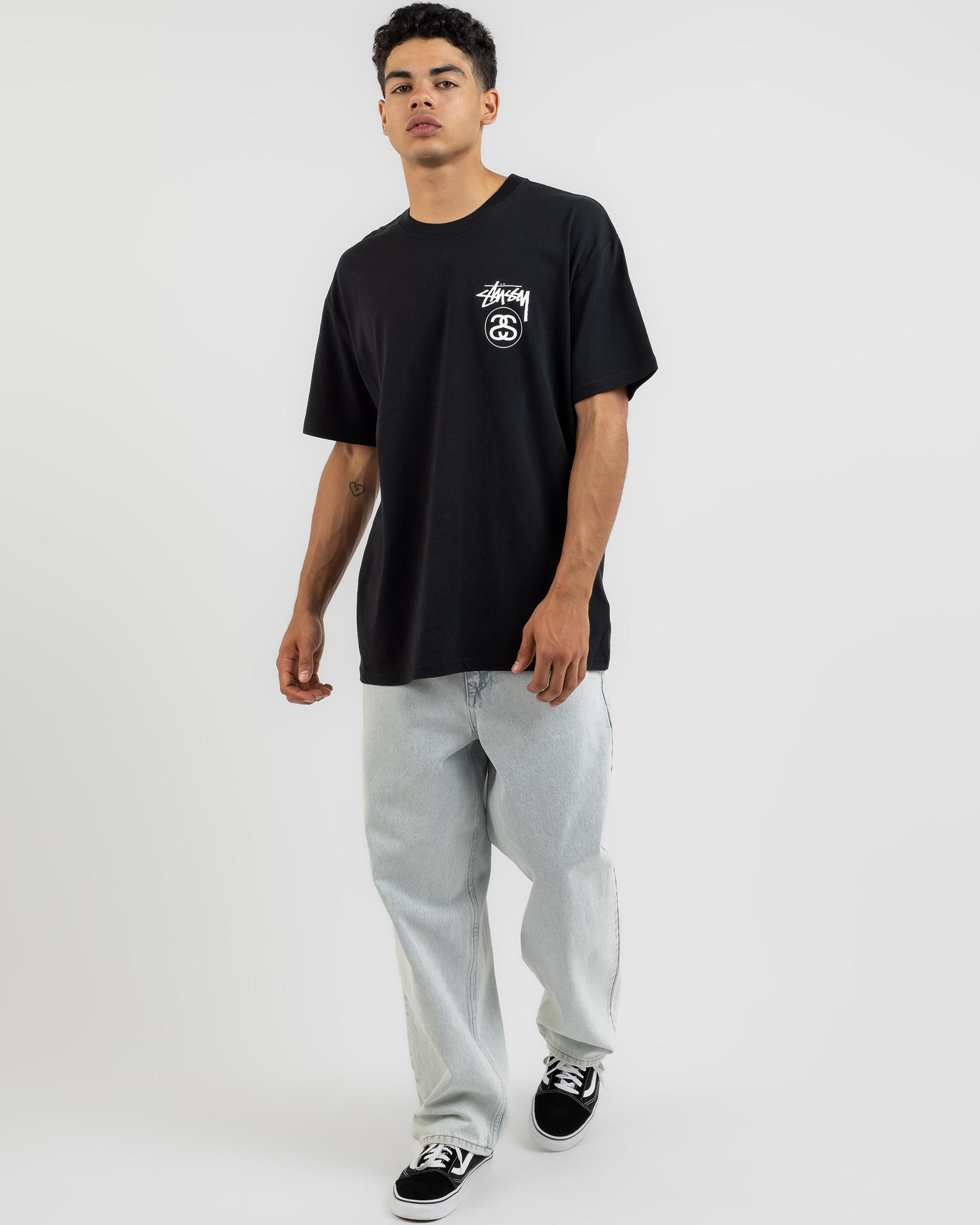 Stussy Solid Stock Link T-Shirt In Black - Fast Shipping & Easy Returns ...