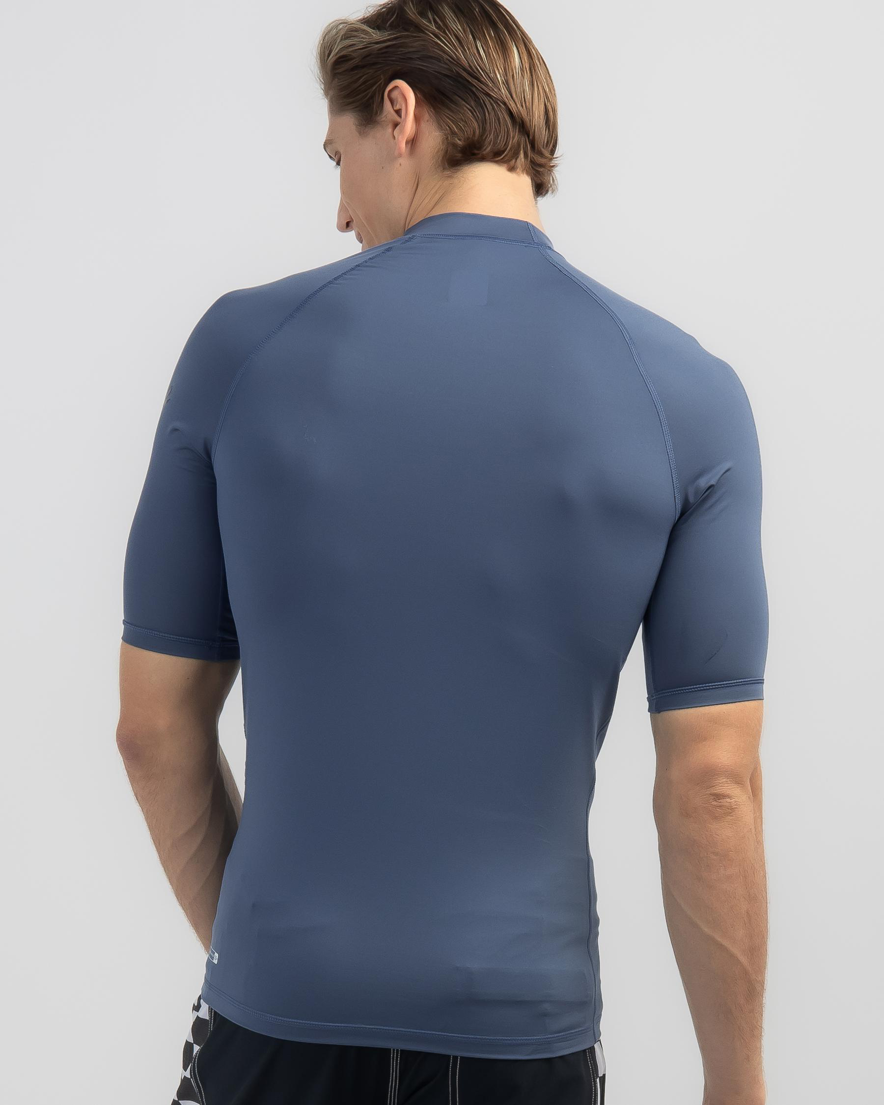 Shop Quiksilver All Time Short Sleeve Rash Vest In Bering Sea Fast