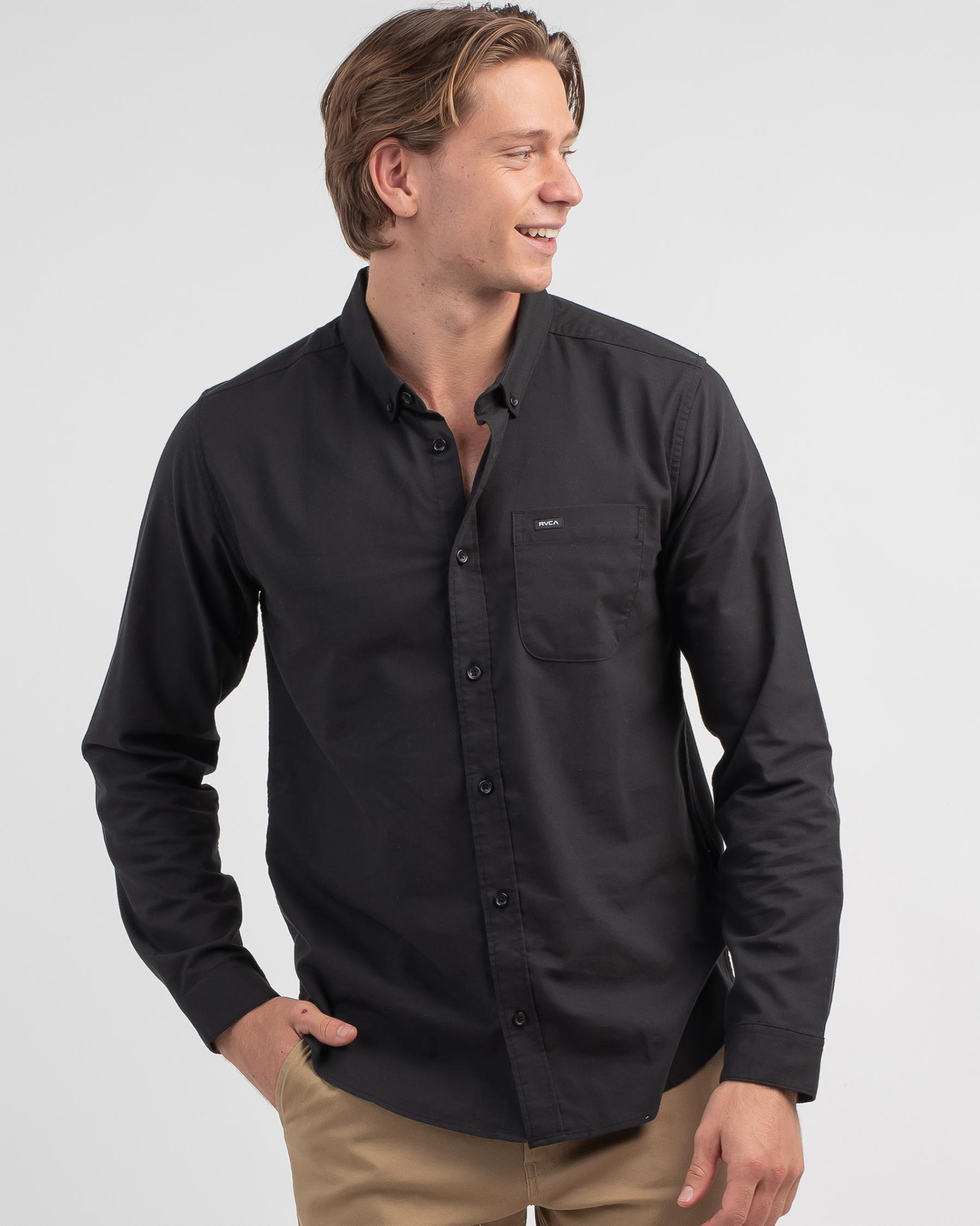 RVCA That'll Do Stretch Long Sleeve Shirt In Black - Fast Shipping ...