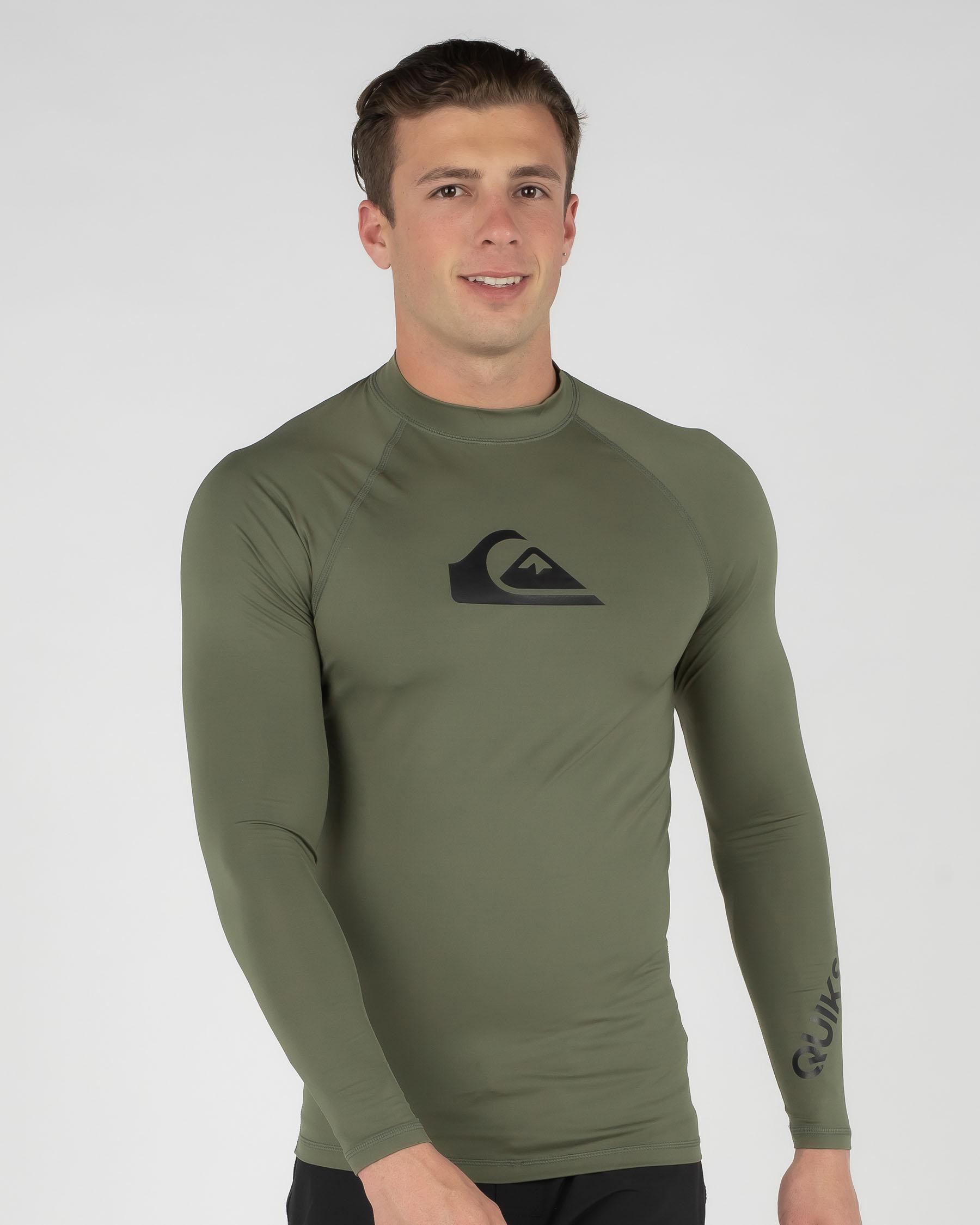 Shop Quiksilver Mens' All Time Long Sleeve Rash Vest In Kalamata Fast