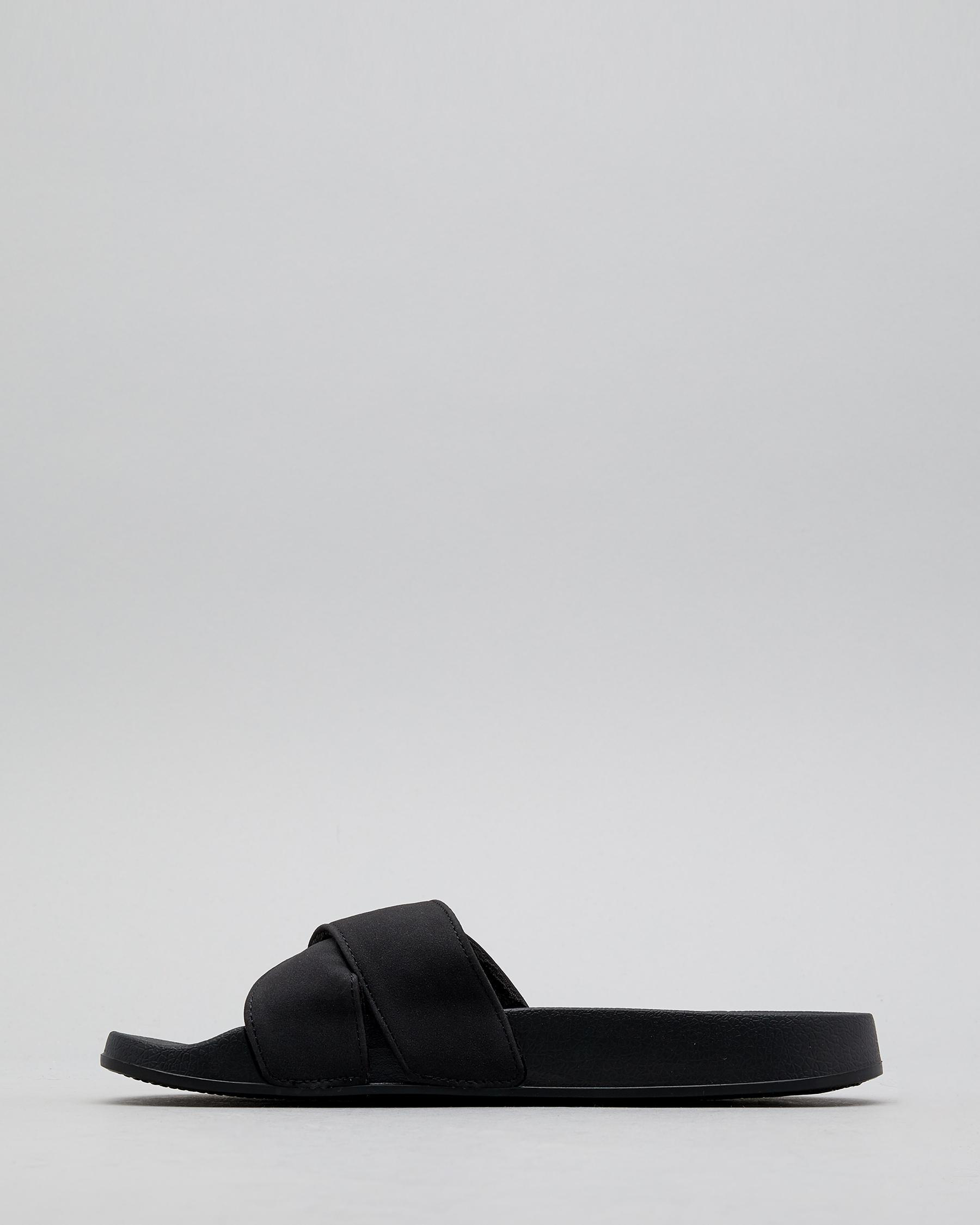 Shop Roxy Slippy LUX Slide Sandals In Black - Fast Shipping & Easy ...