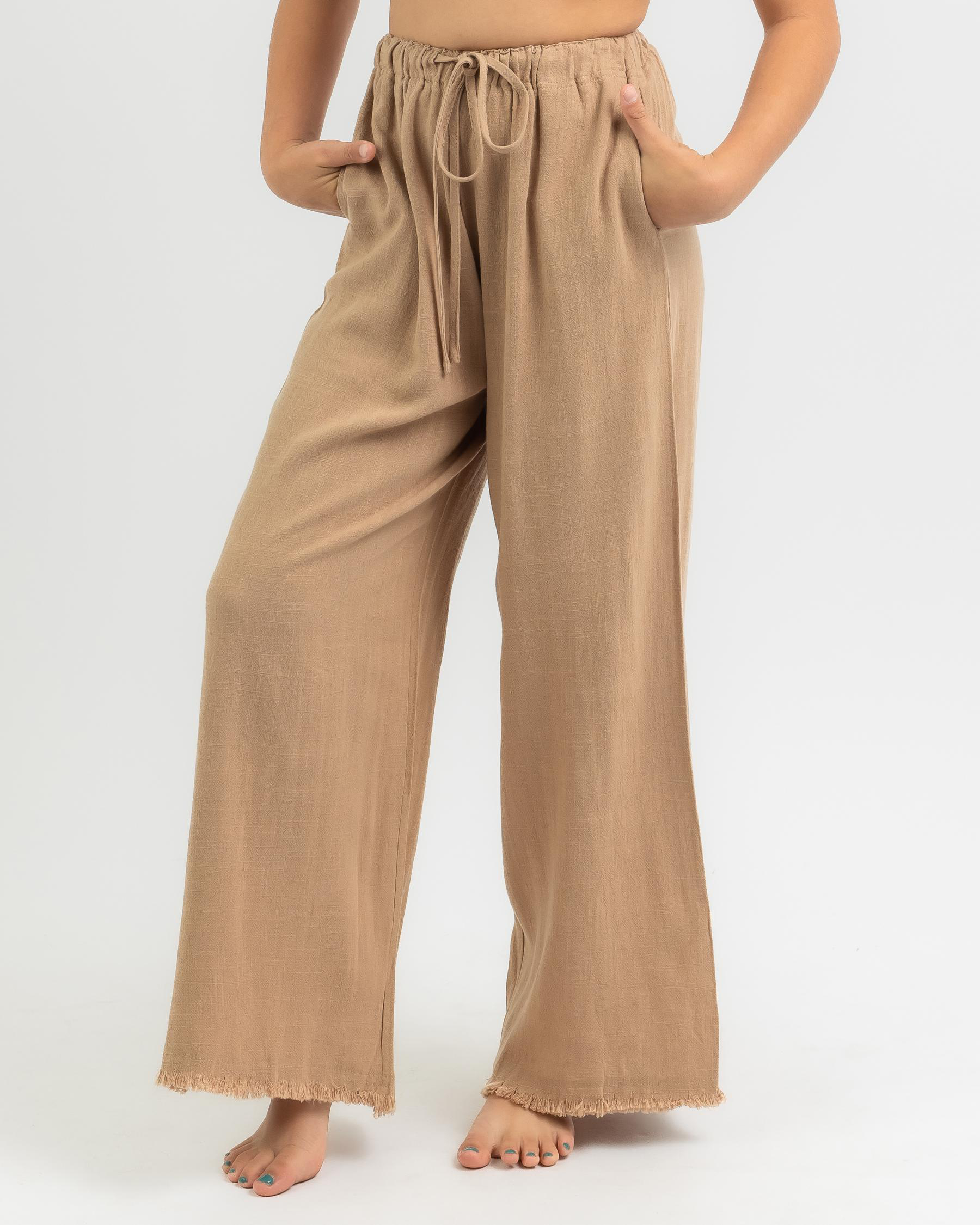 Mooloola Girls' Aria Dallis Beach Pants In Mocha Fast Shipping & Easy