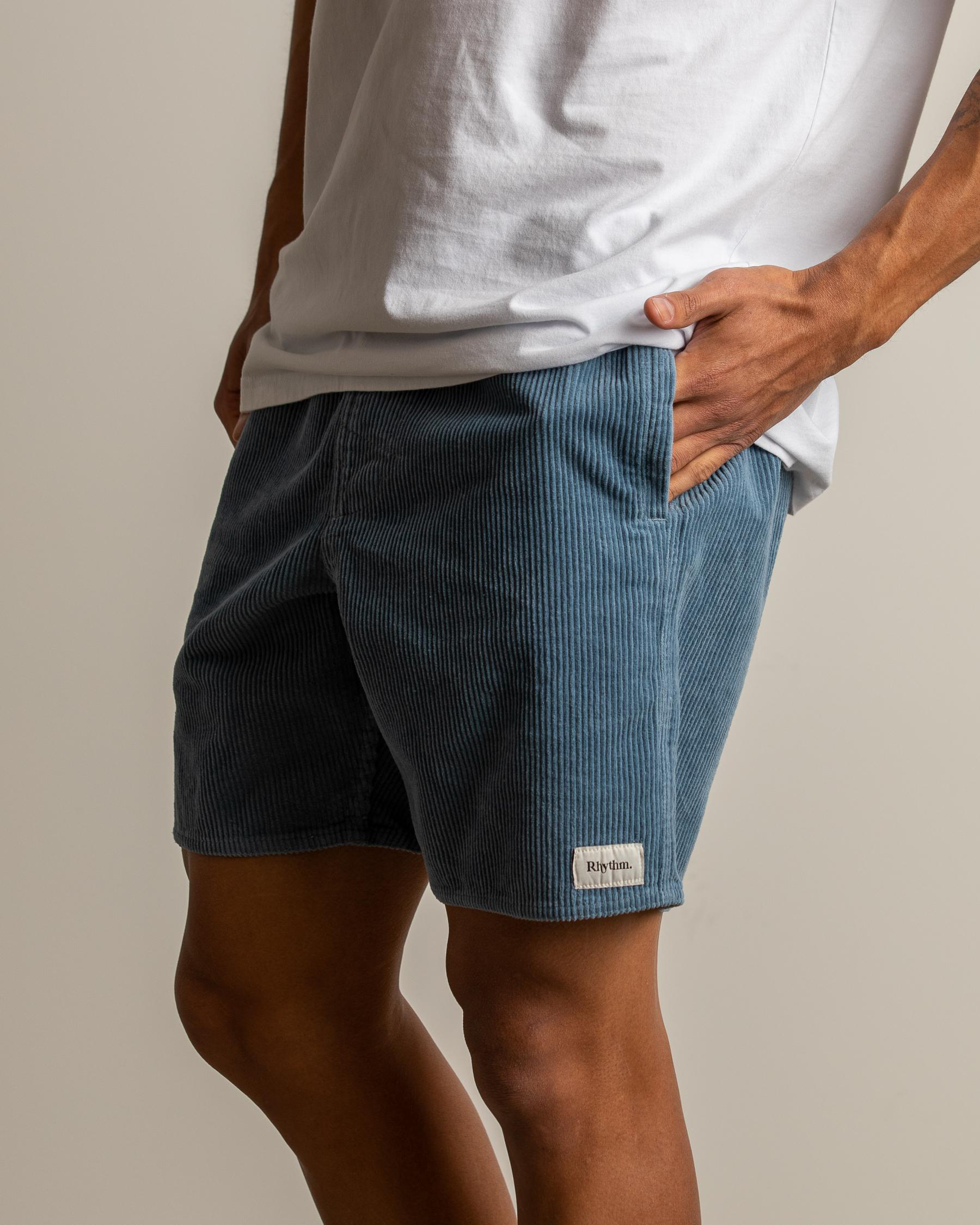 Shop Rhythm Cord Jam Walk Shorts In Mineral Blue Fast Shipping & Easy