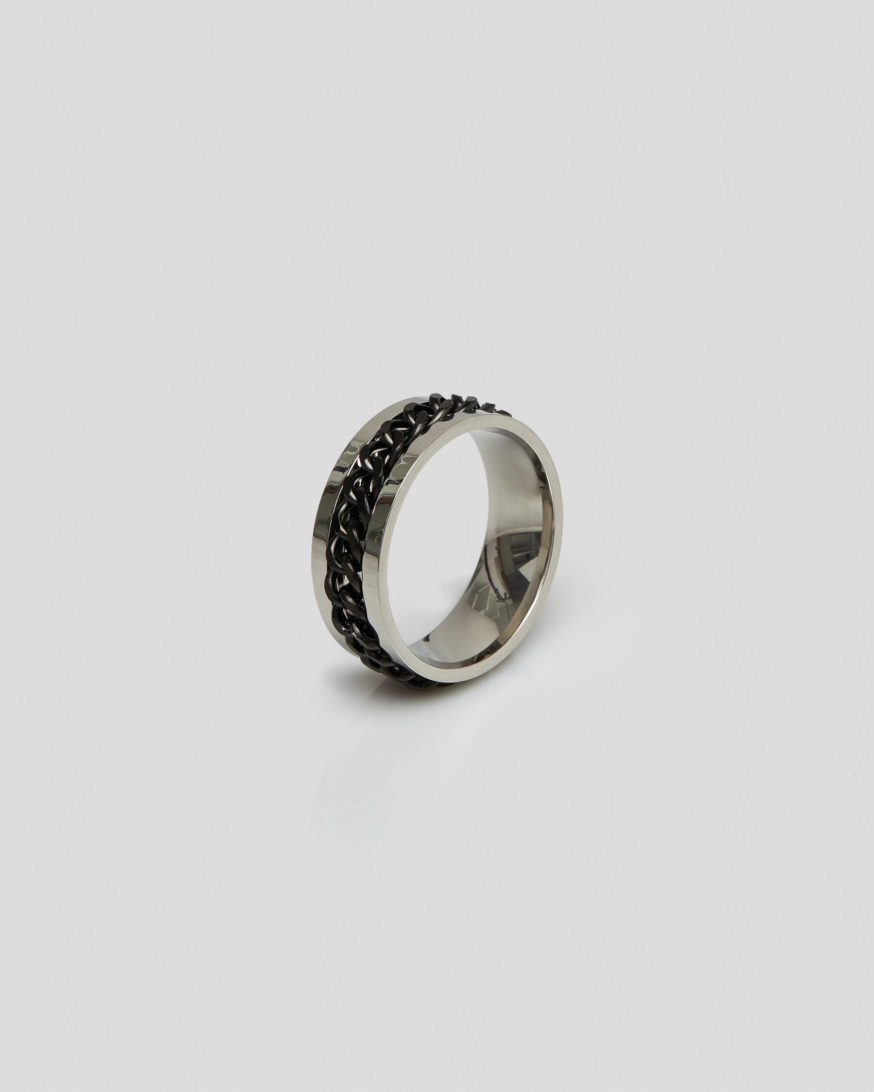 Shop REPUBLIK Chain Spinner Ring In Silver/black - Fast Shipping & Easy ...