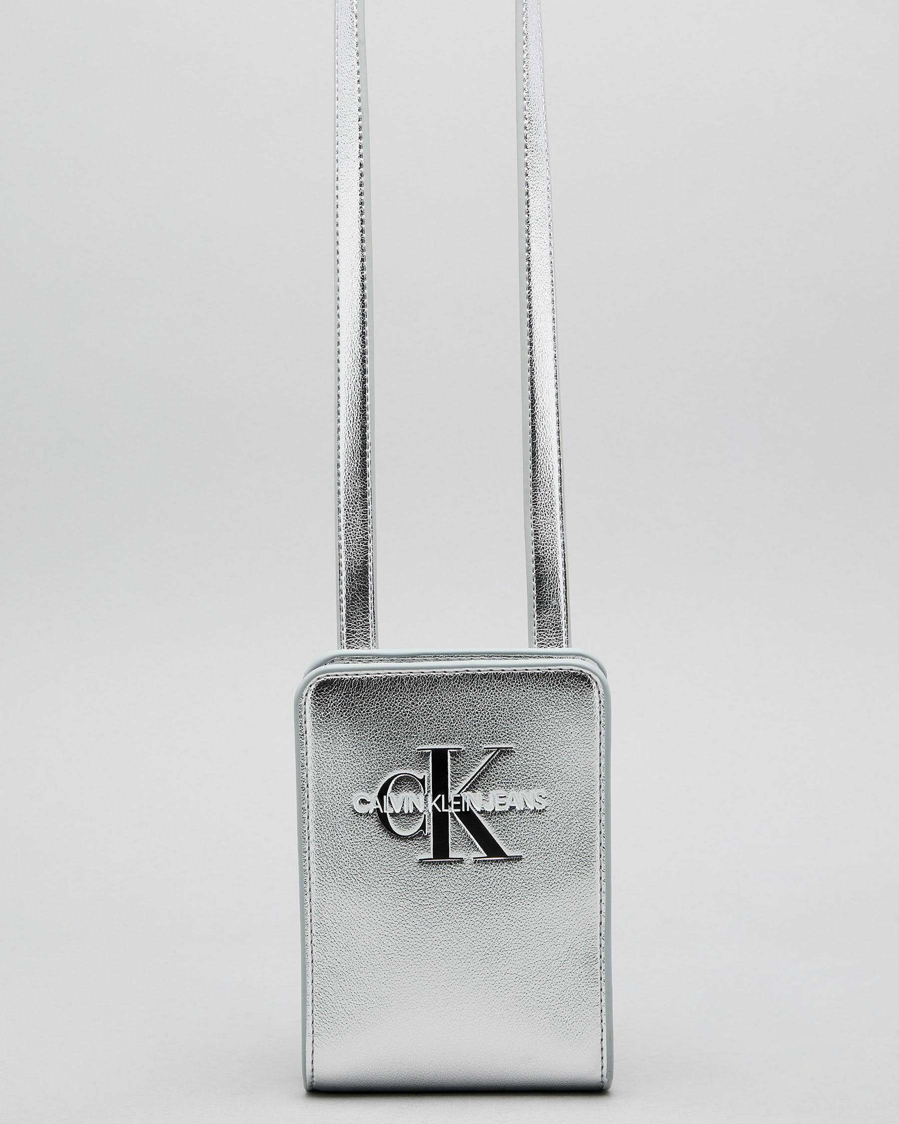 Shop Calvin Klein Crossbody Bag In Silver Metallic Fast Shipping