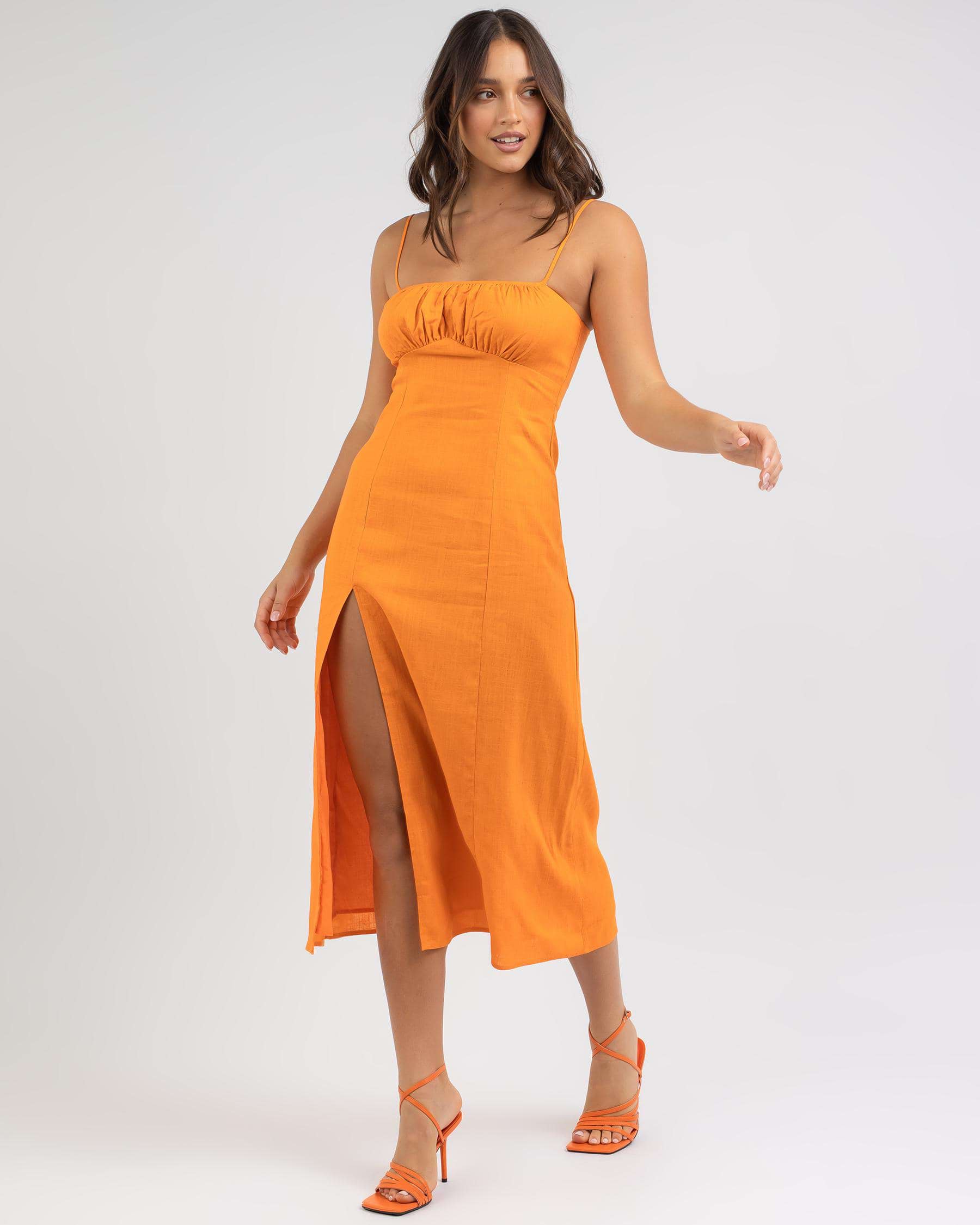 Whyte Valentyne Harlow Midi Dress In Tangerine - Fast Shipping & Easy ...