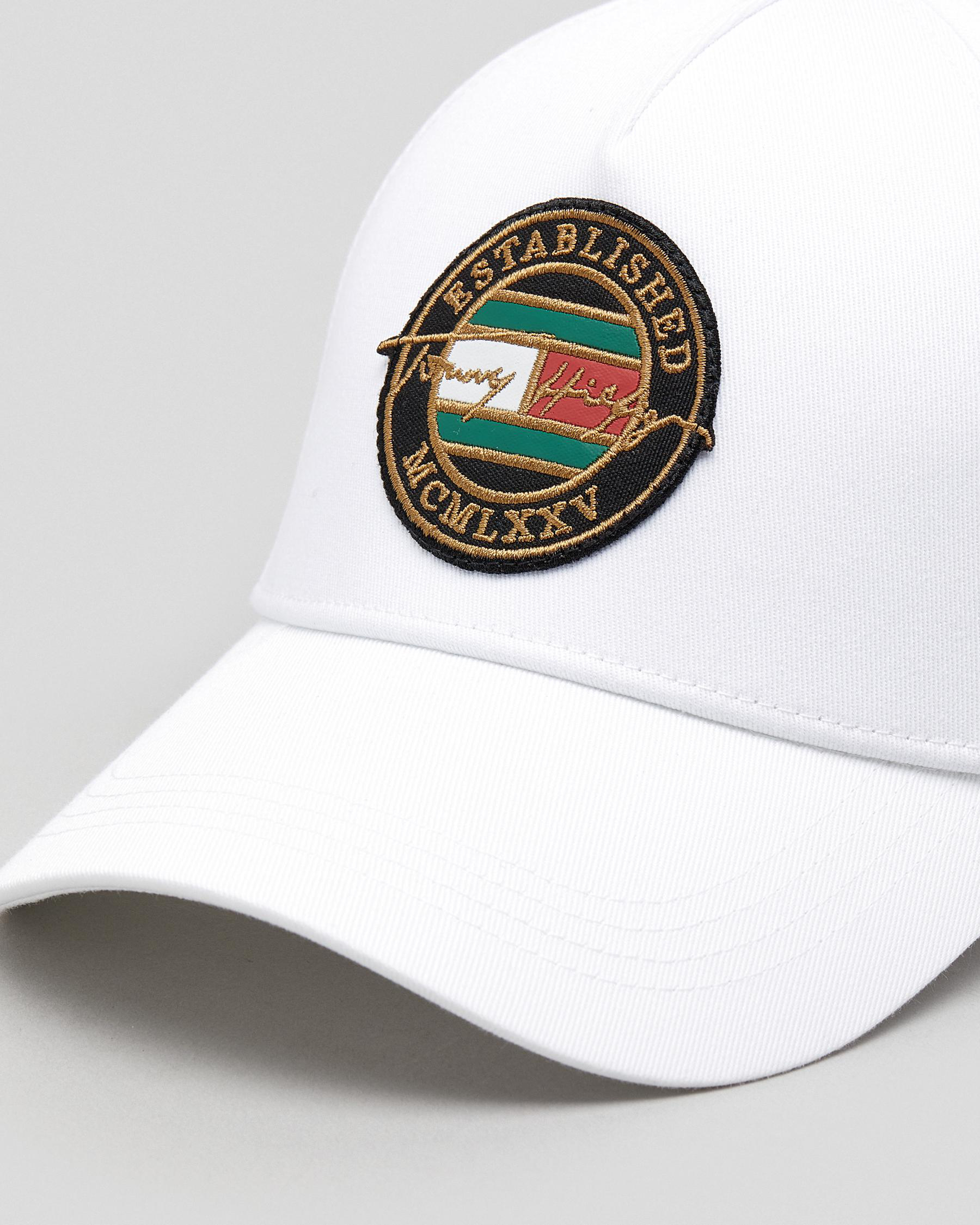 Shop Tommy Hilfiger Signature Patch Cap In White Fast Shipping & Easy