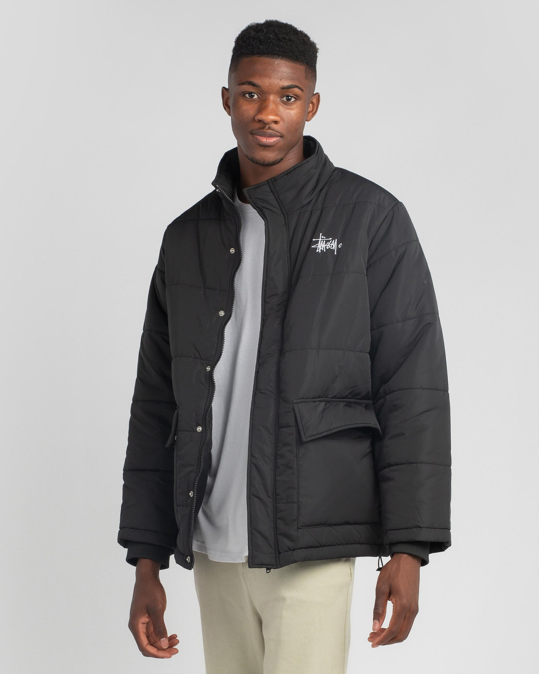 Stussy Falls Puffer Jacket In Black - Fast Shipping & Easy Returns