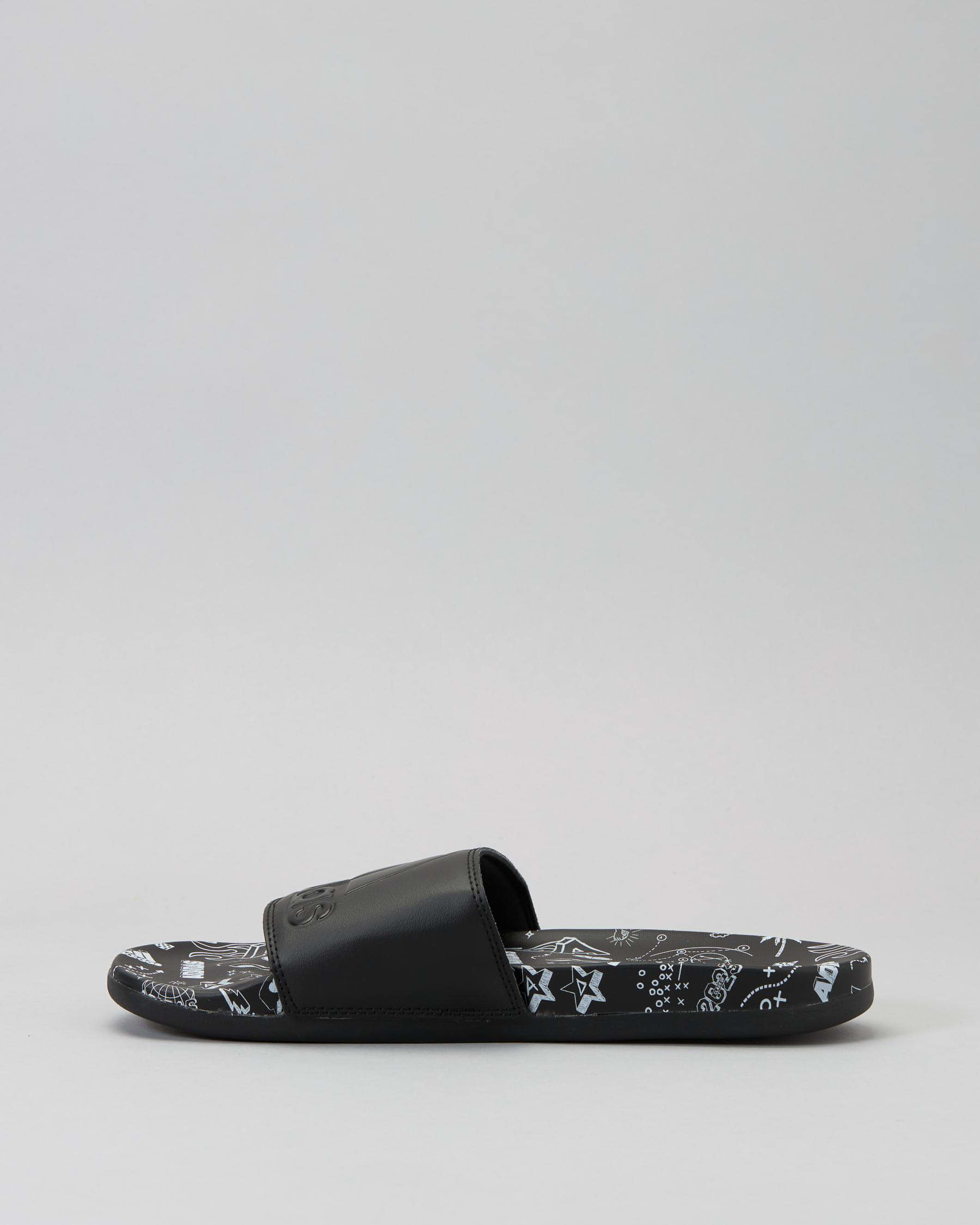 Adidas Womens Adilette Comfort Slide Sandals In Core Black/core Black ...