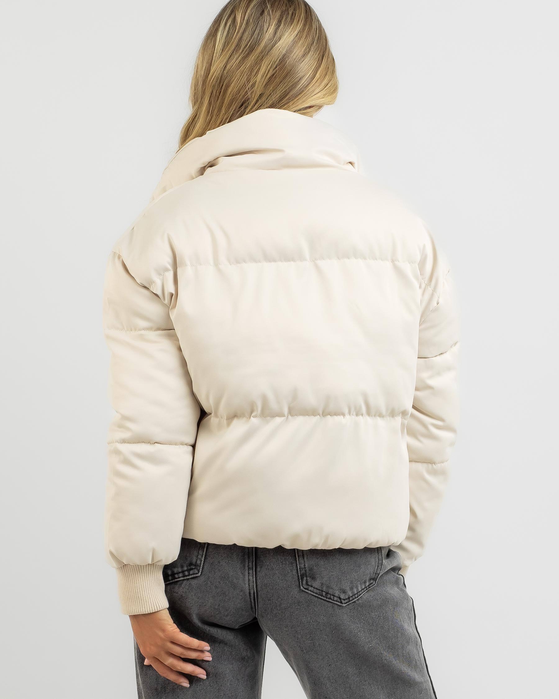 Shop Ava And Ever Academy Puffer Jacket In Alabaster - Fast Shipping ...