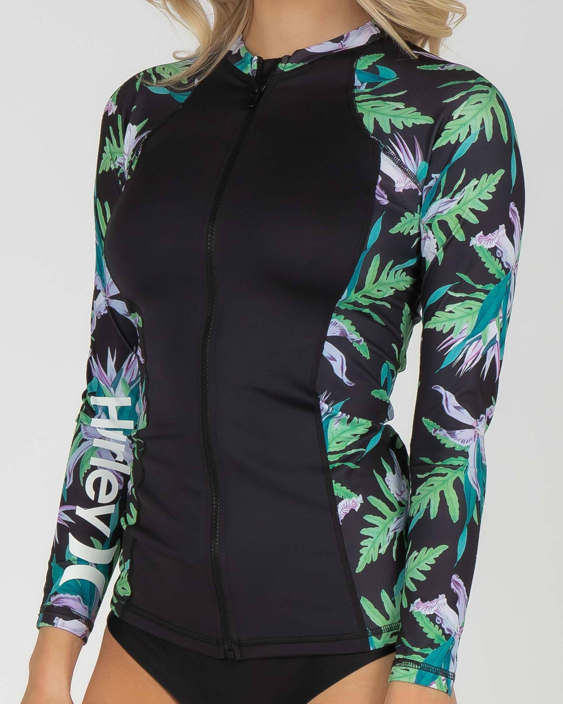 Shop Hurley One & Only Long Sleeve Rash Vest In Lilac Ice Fast