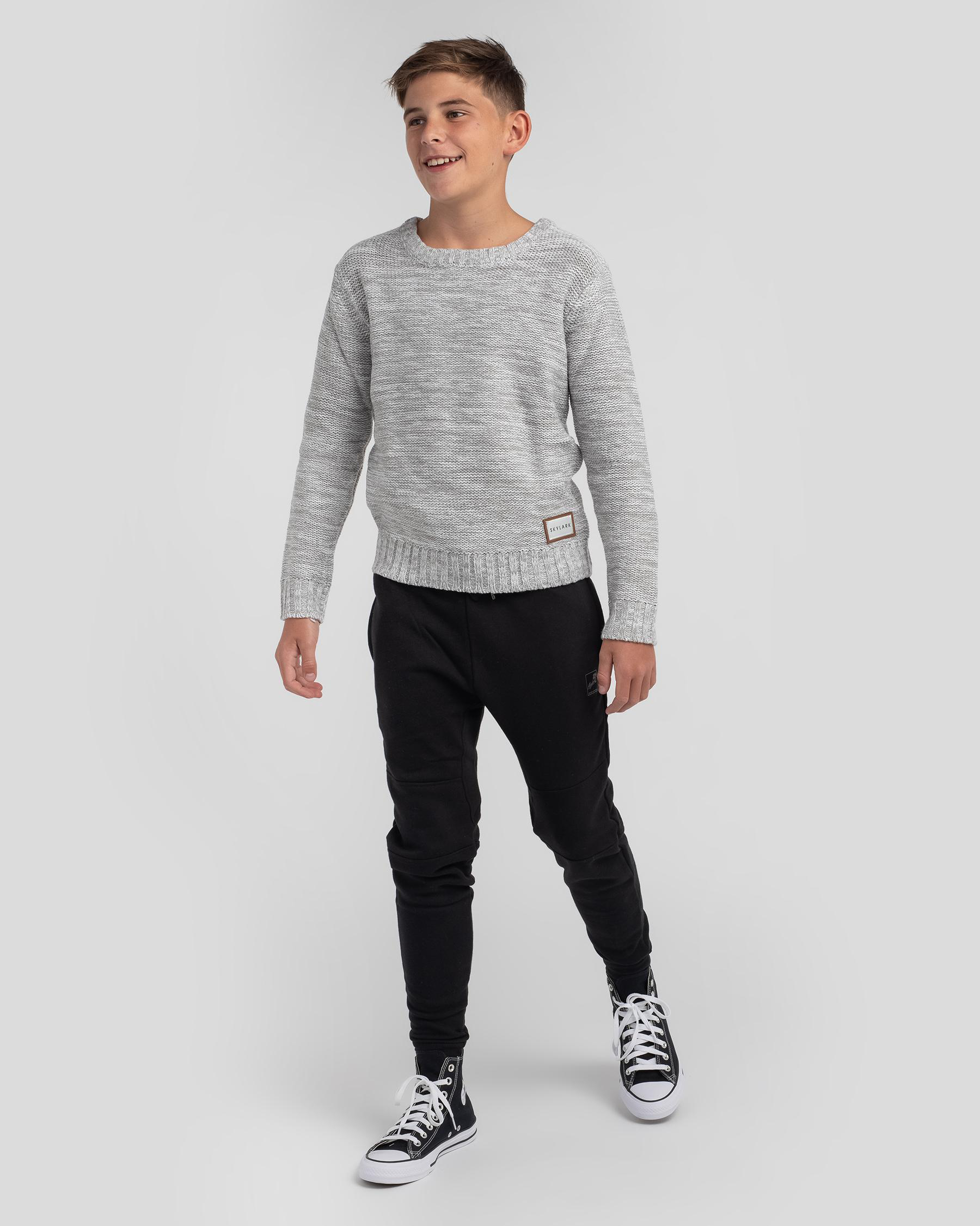 Shop Skylark Boys' Frost Crew Knit Sweatshirt In Light Grey - Fast ...